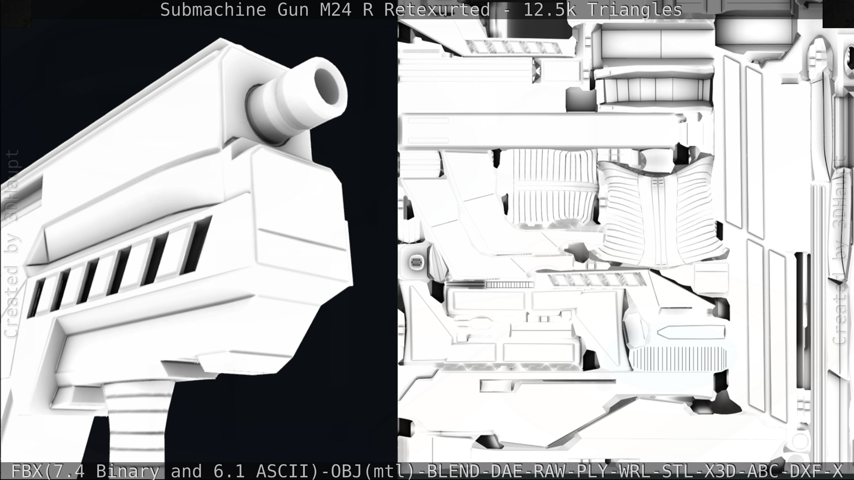 Submachine Gun M24 R Retexurted Low-poly 3D model_331