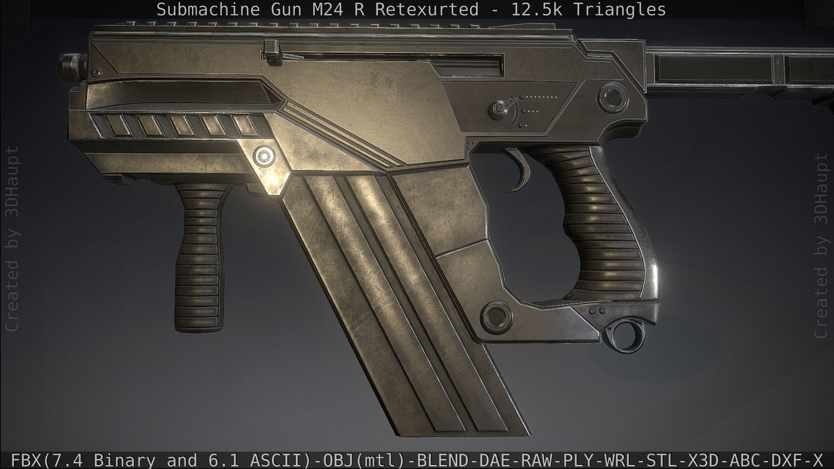 Submachine Gun M24 R Retexurted Low-poly 3D model_166