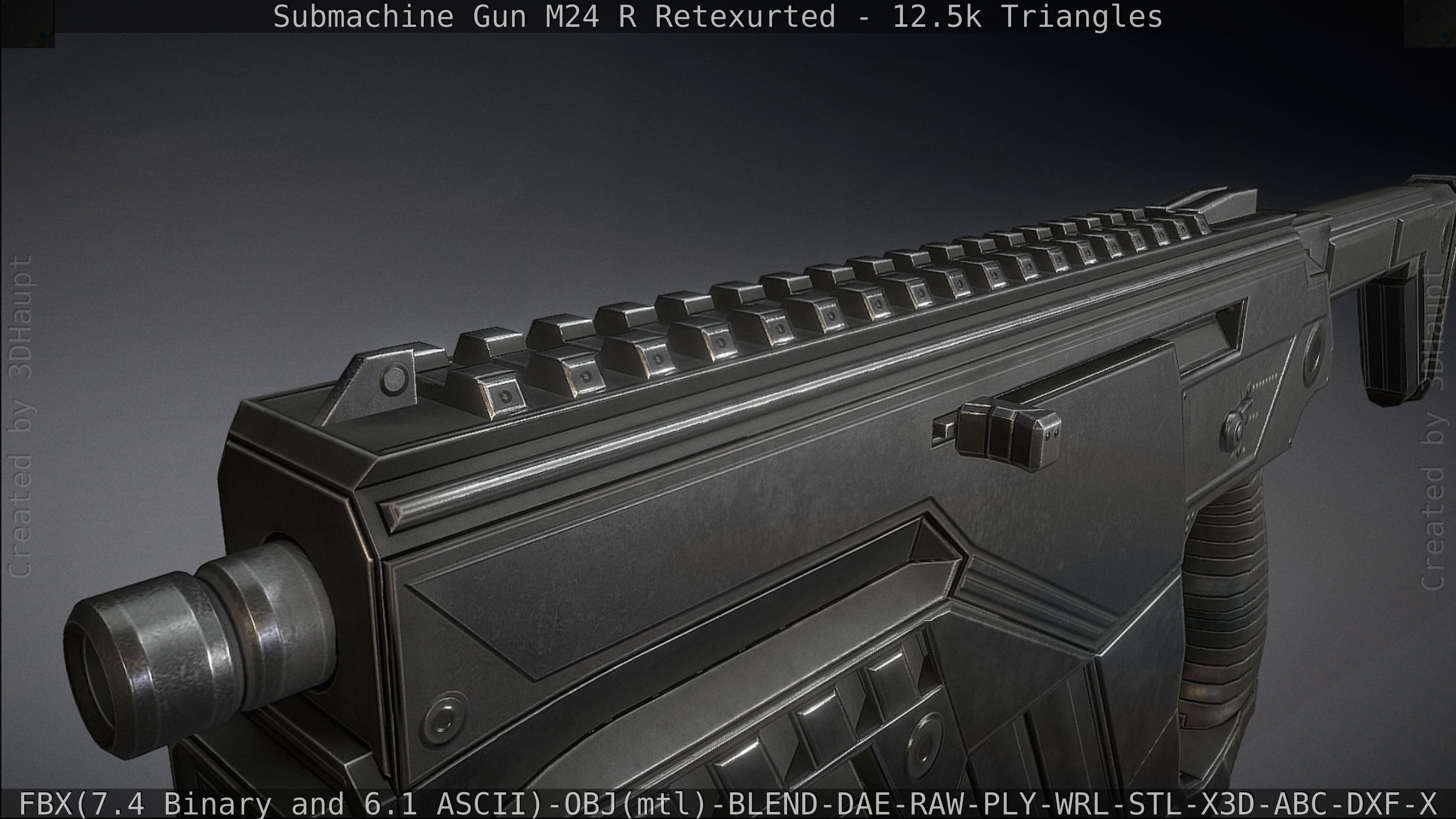 Submachine Gun M24 R Retexurted Low-poly 3D model_49