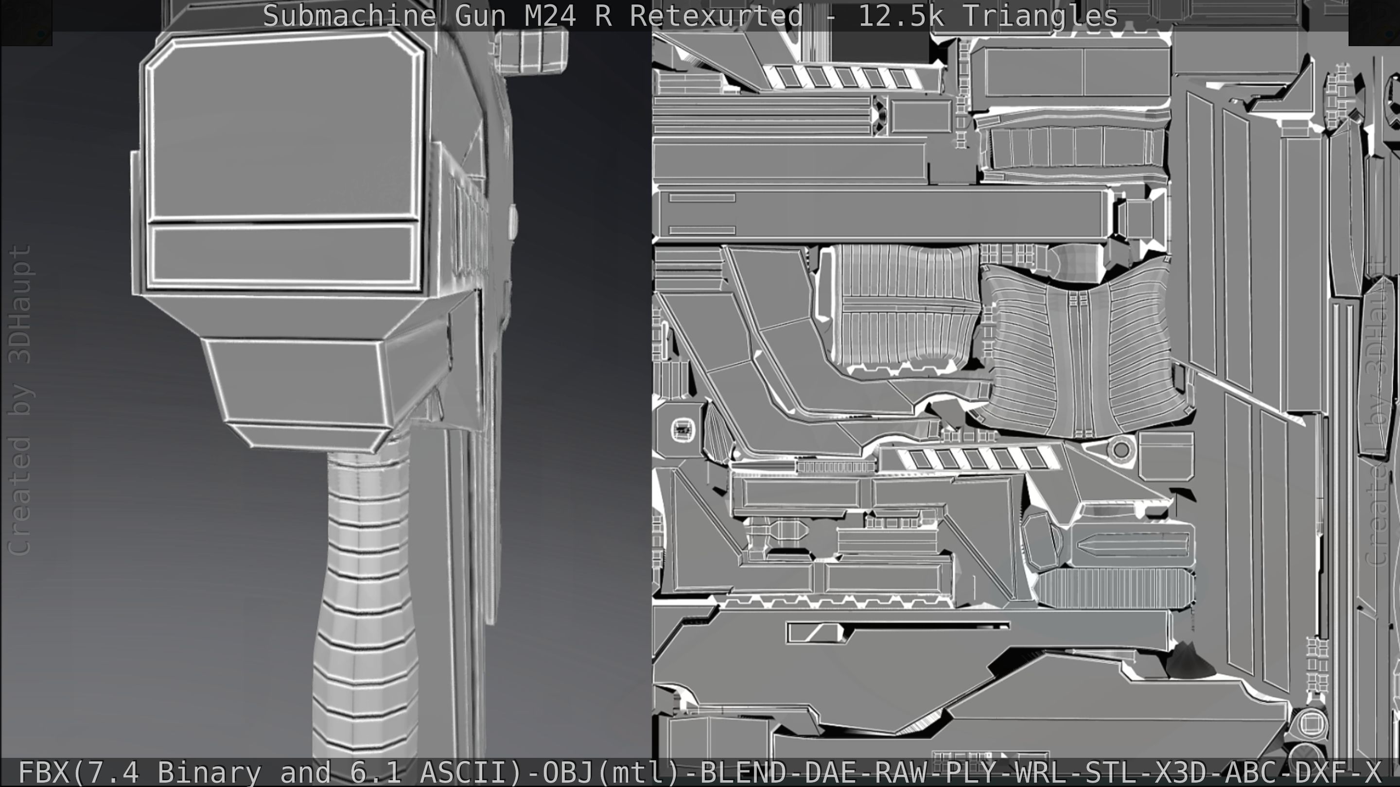Submachine Gun M24 R Retexurted Low-poly 3D model_370