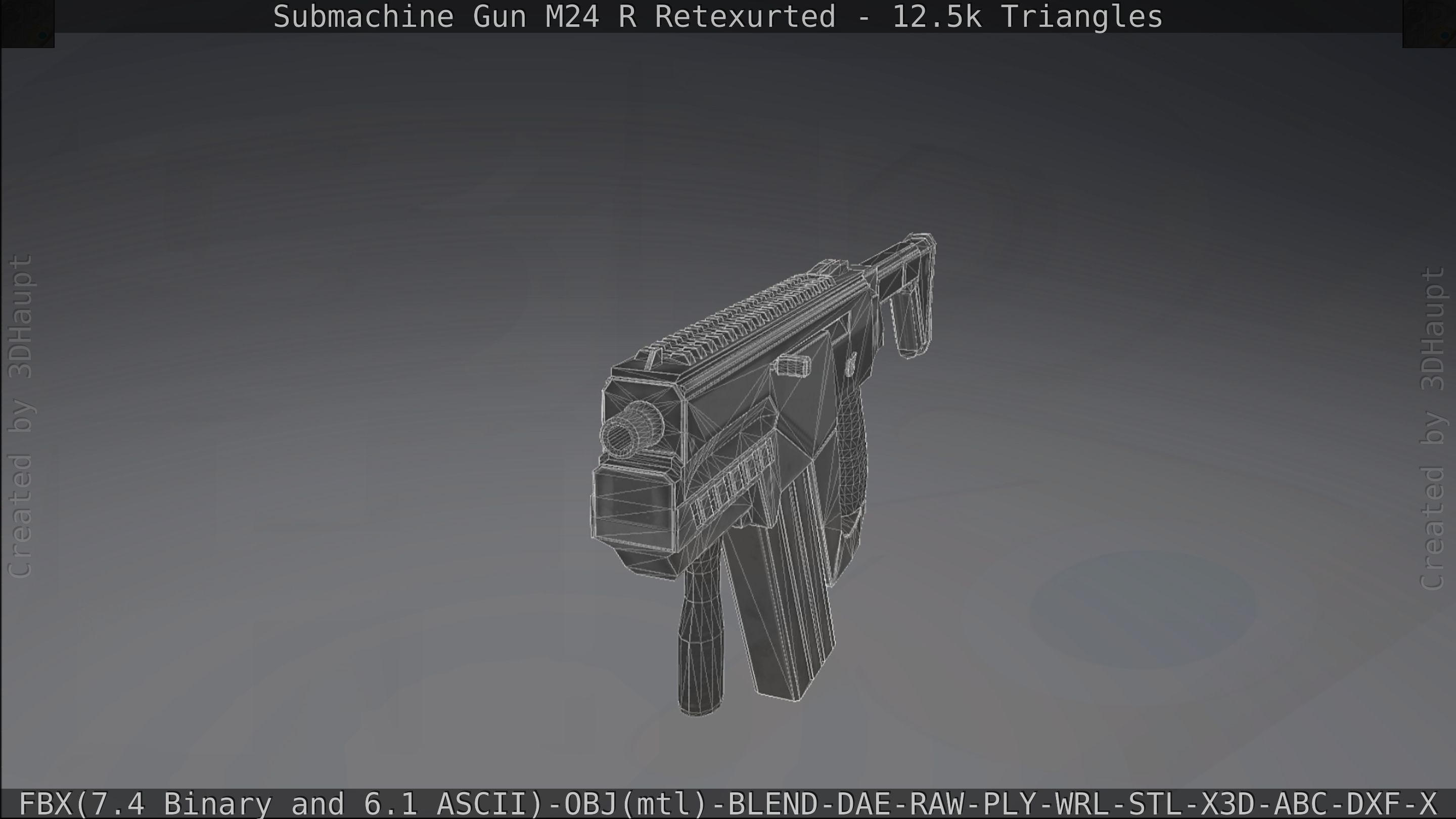 Submachine Gun M24 R Retexurted Low-poly 3D model_390