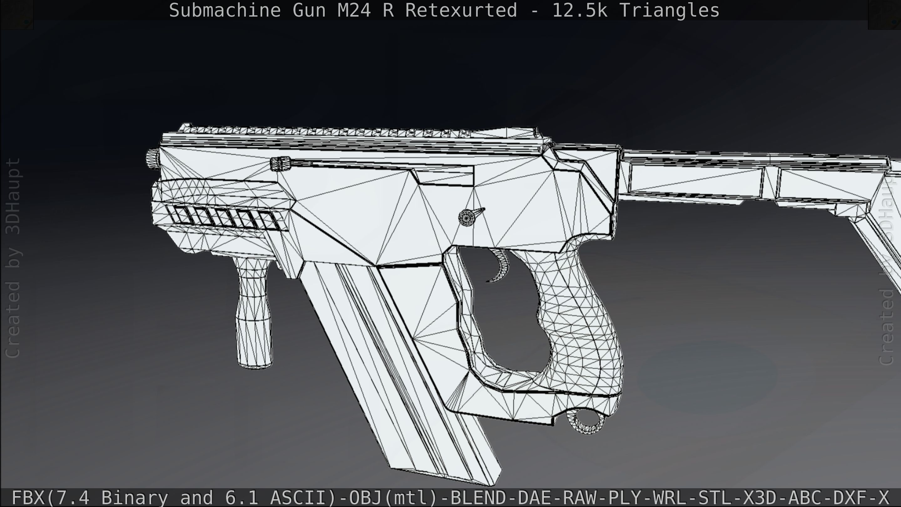Submachine Gun M24 R Retexurted Low-poly 3D model_232
