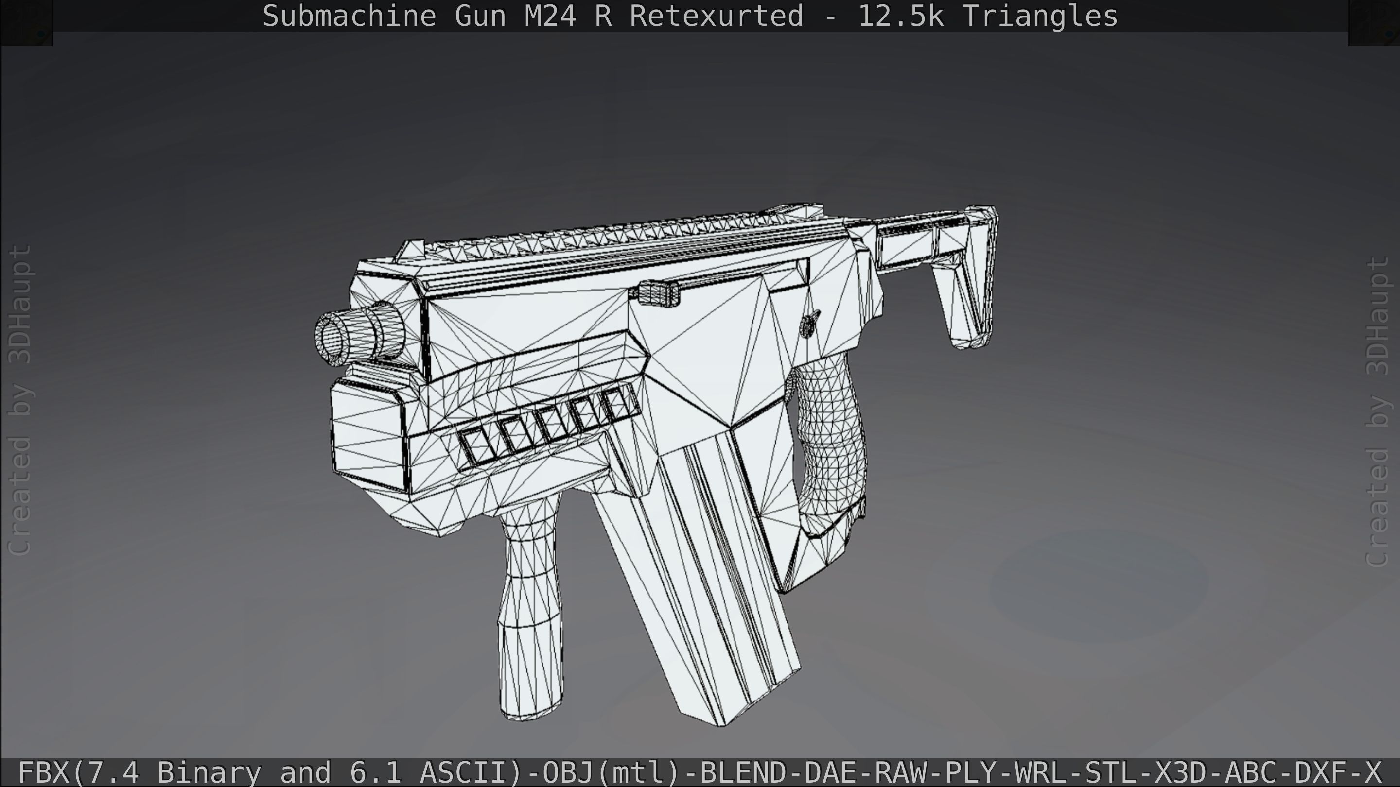 Submachine Gun M24 R Retexurted Low-poly 3D model_238
