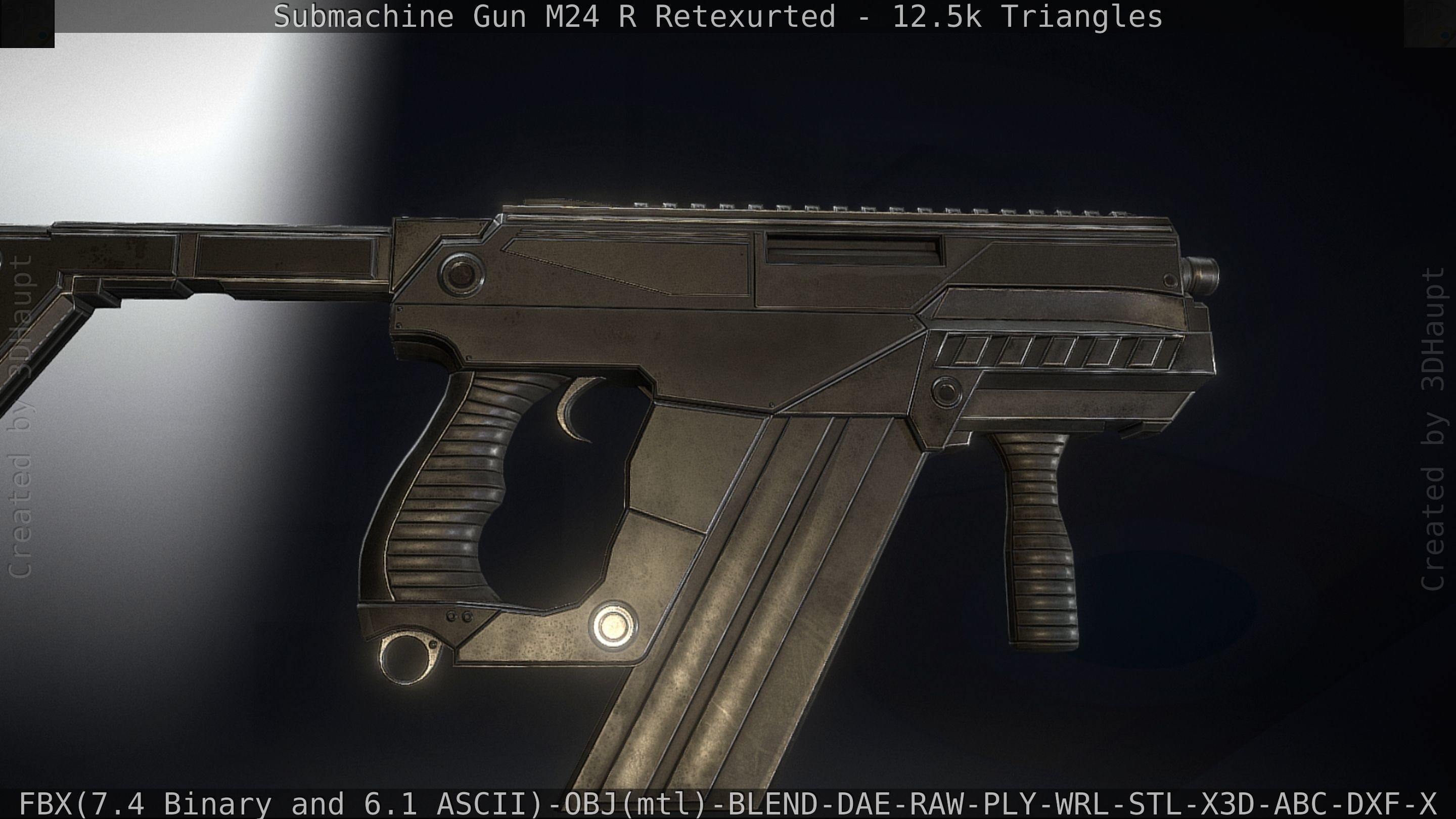 Submachine Gun M24 R Retexurted Low-poly 3D model_23