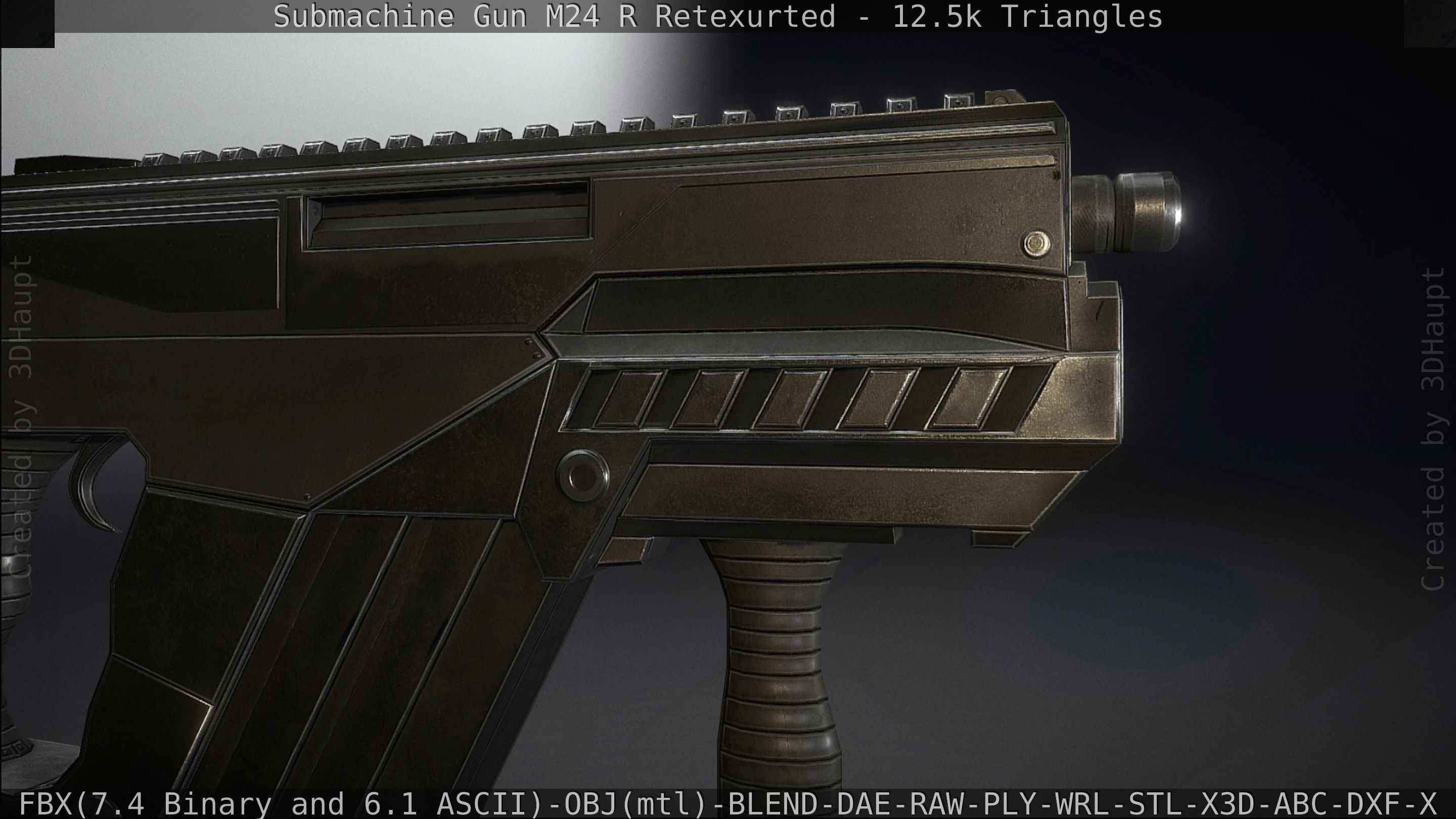 Submachine Gun M24 R Retexurted Low-poly 3D model_151