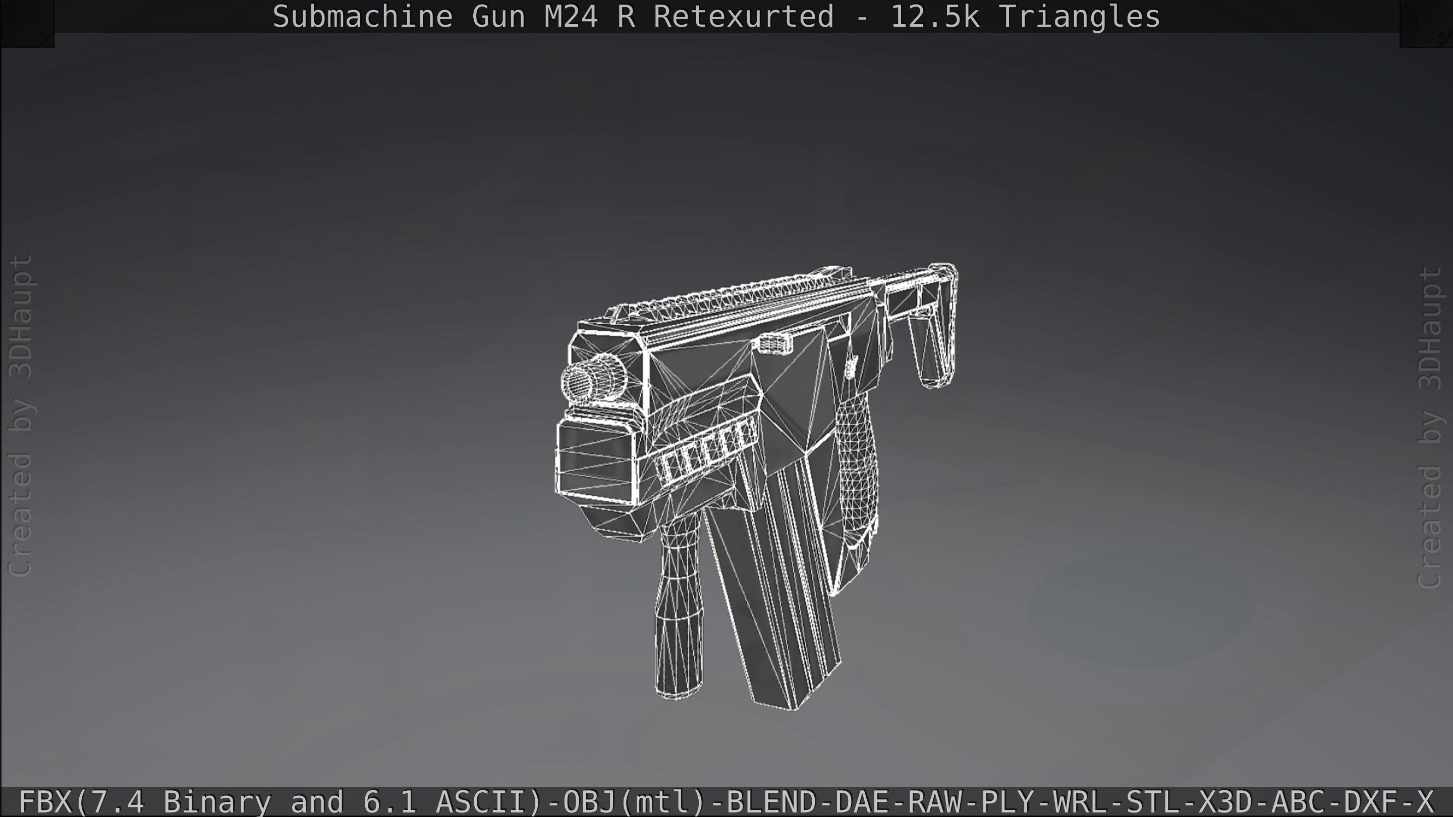Submachine Gun M24 R Retexurted Low-poly 3D model_392