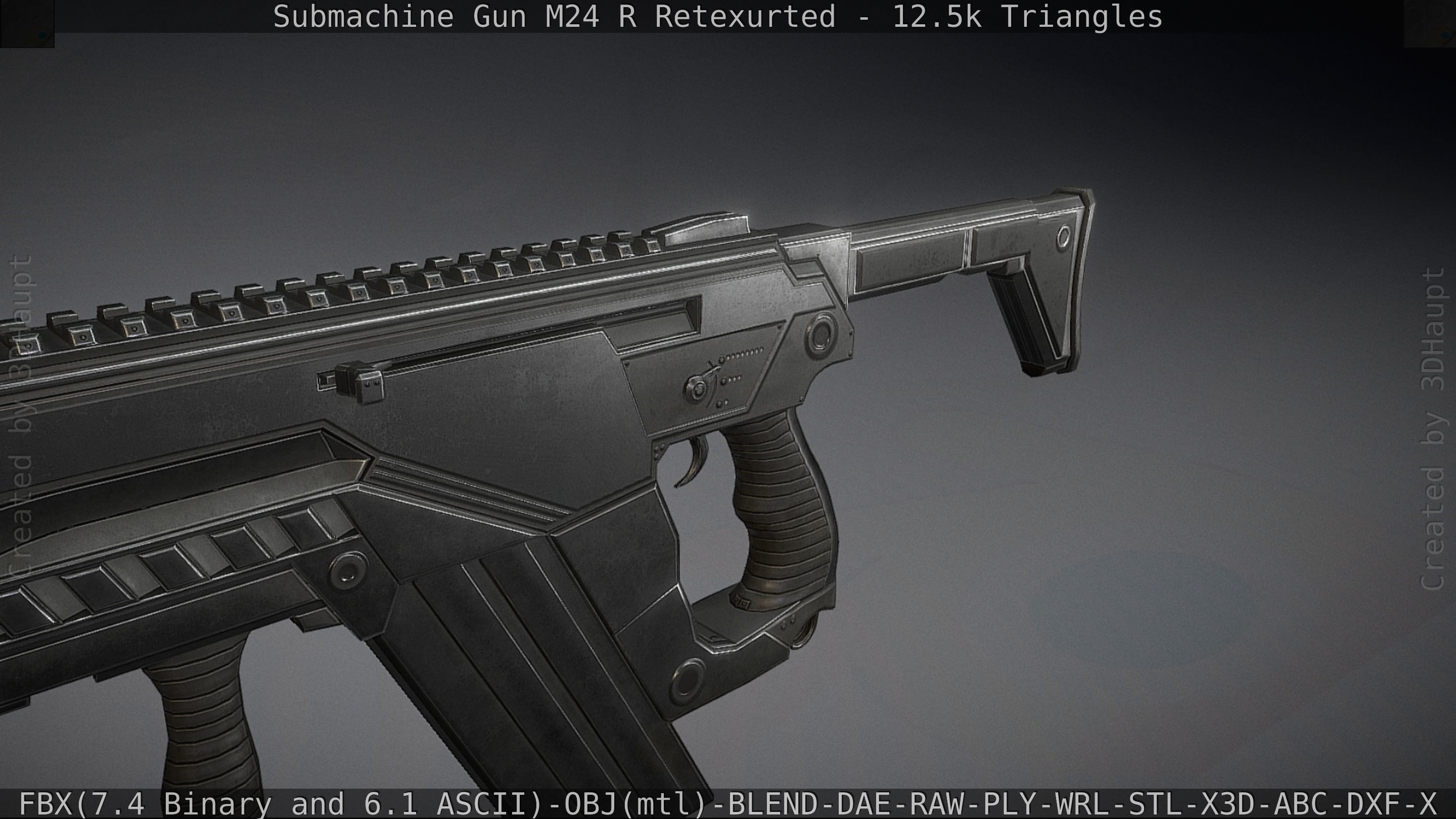 Submachine Gun M24 R Retexurted Low-poly 3D model_438