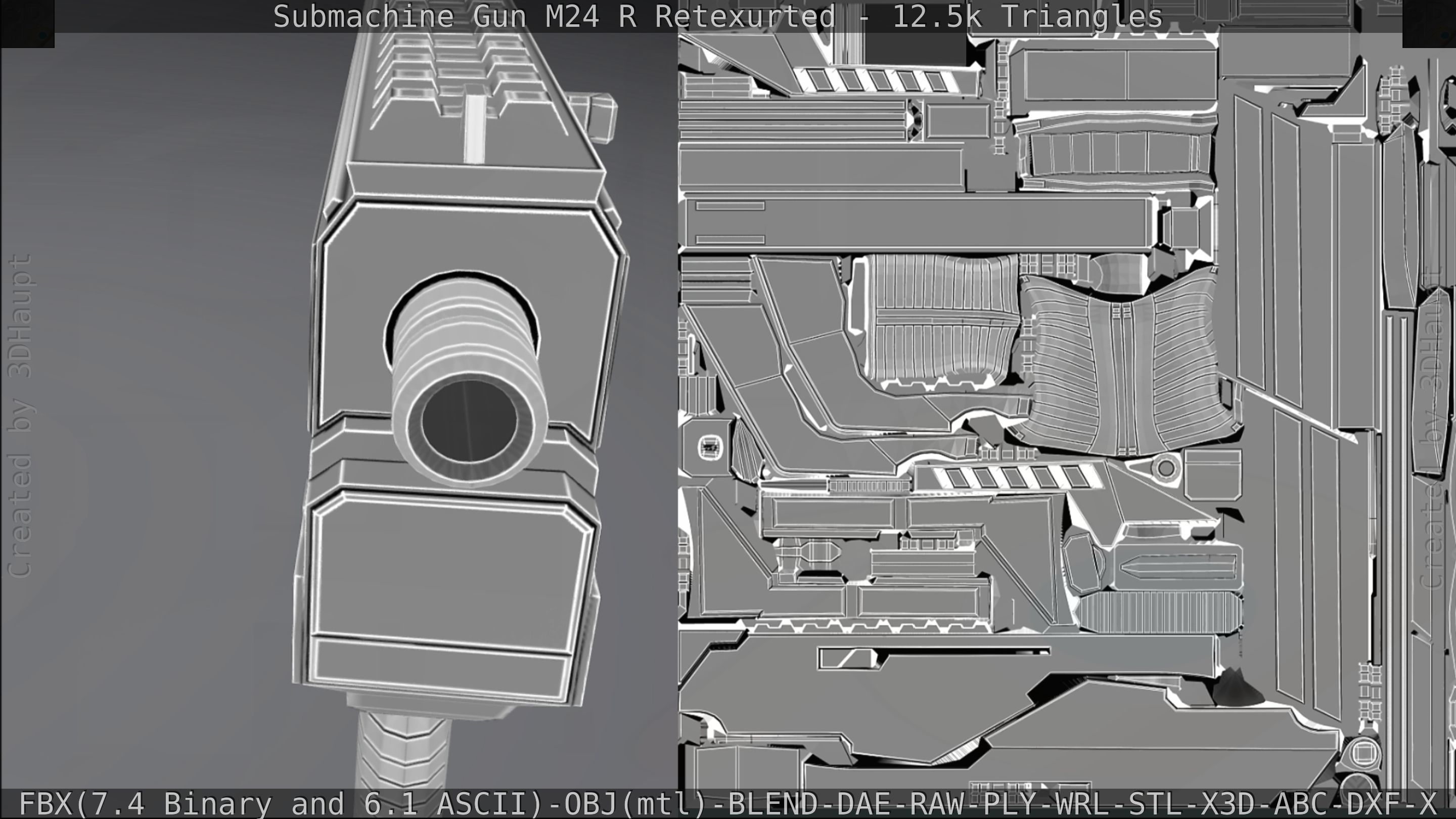 Submachine Gun M24 R Retexurted Low-poly 3D model_366