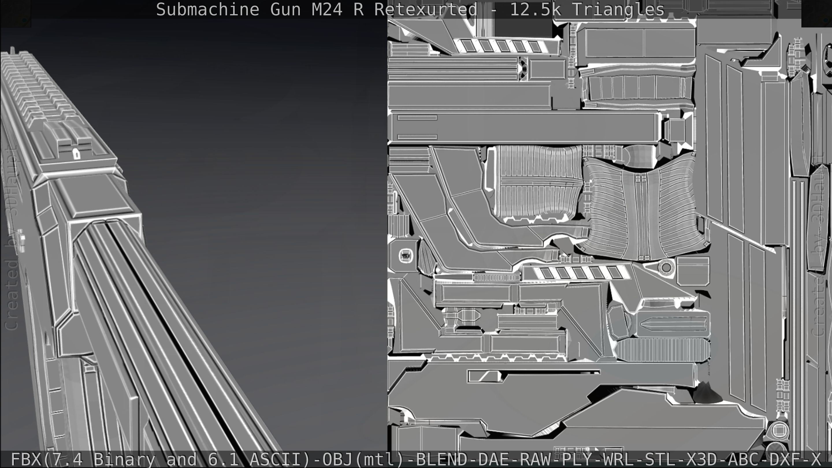 Submachine Gun M24 R Retexurted Low-poly 3D model_377