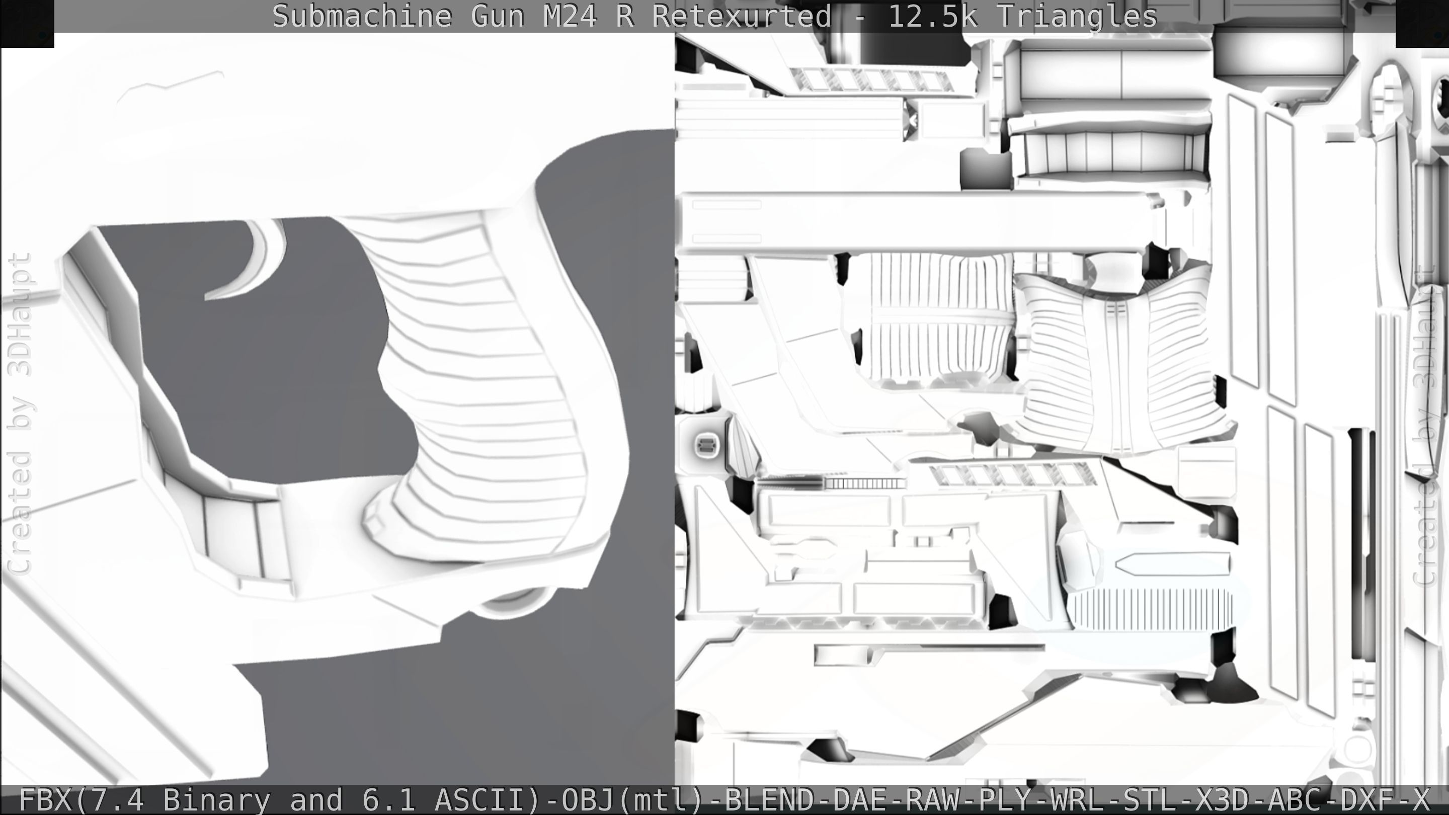 Submachine Gun M24 R Retexurted Low-poly 3D model_345