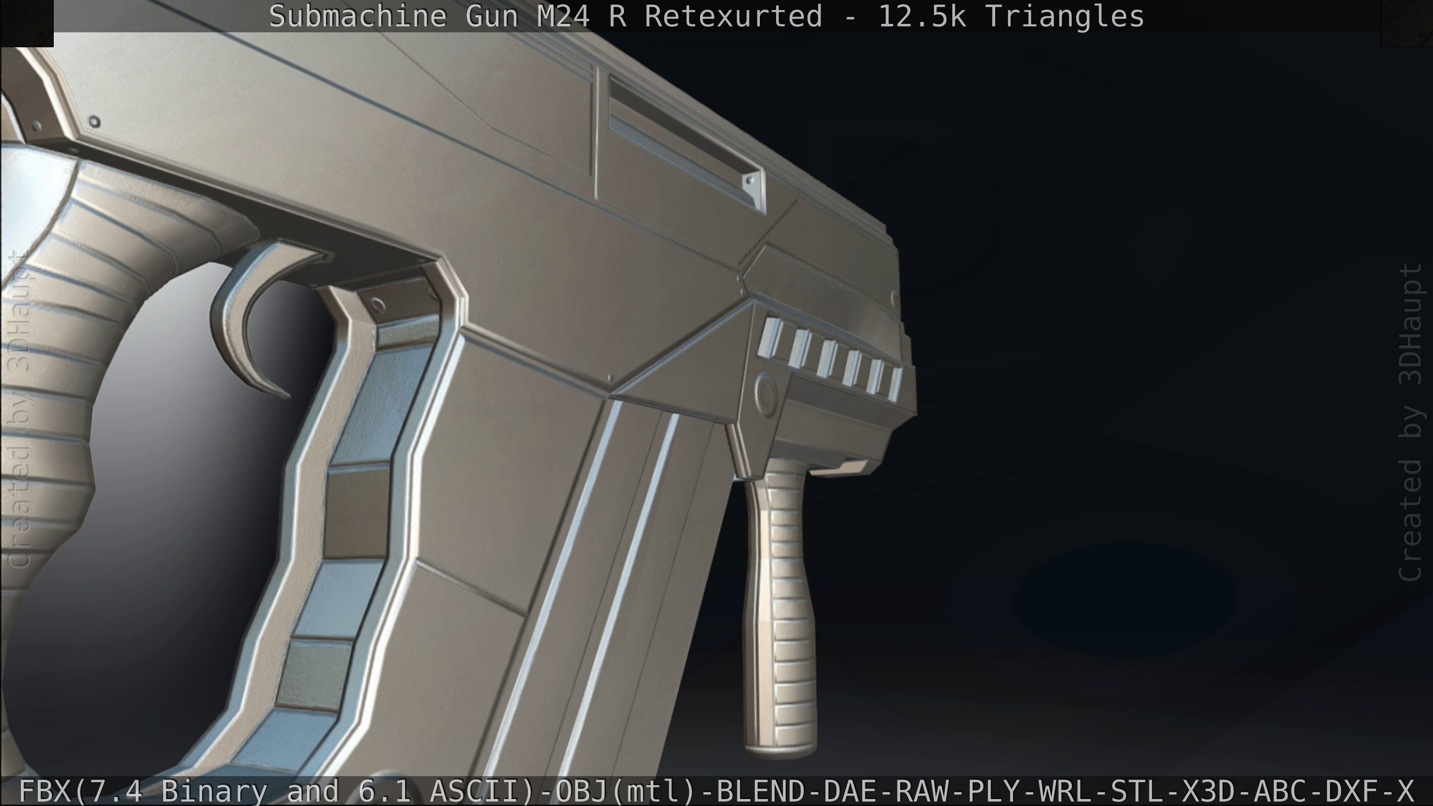 Submachine Gun M24 R Retexurted Low-poly 3D model_434