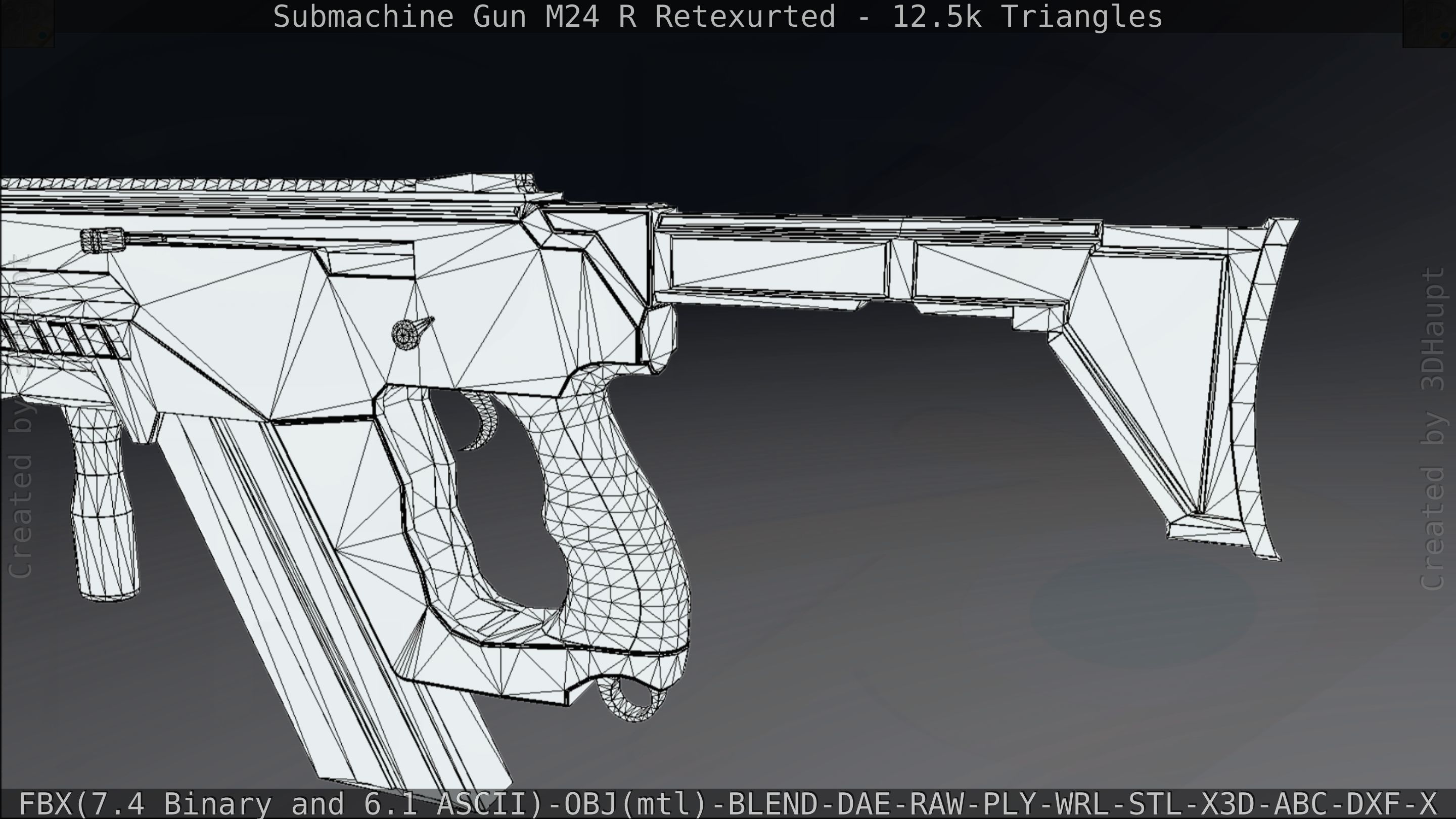 Submachine Gun M24 R Retexurted Low-poly 3D model_231