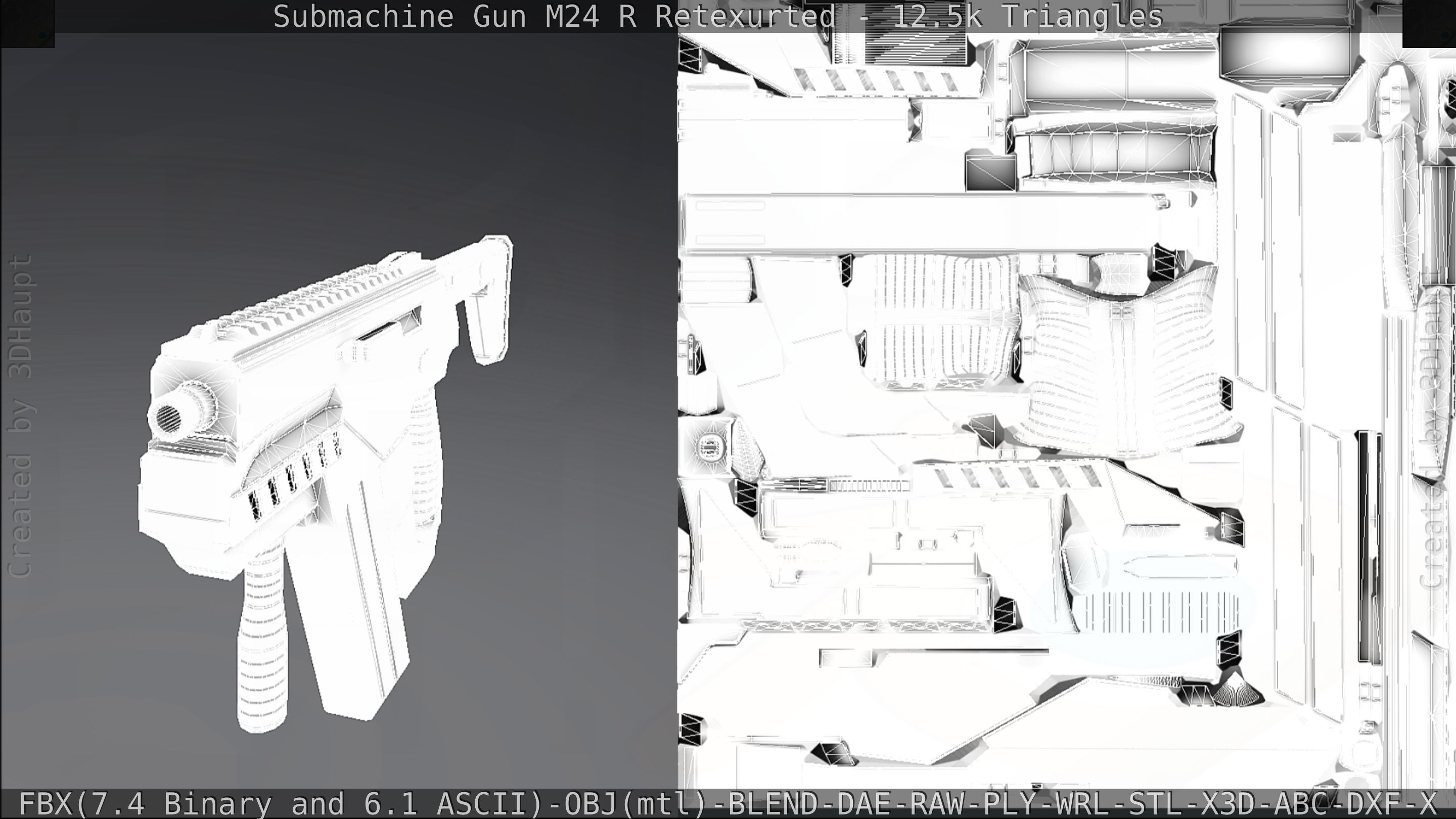 Submachine Gun M24 R Retexurted Low-poly 3D model_320