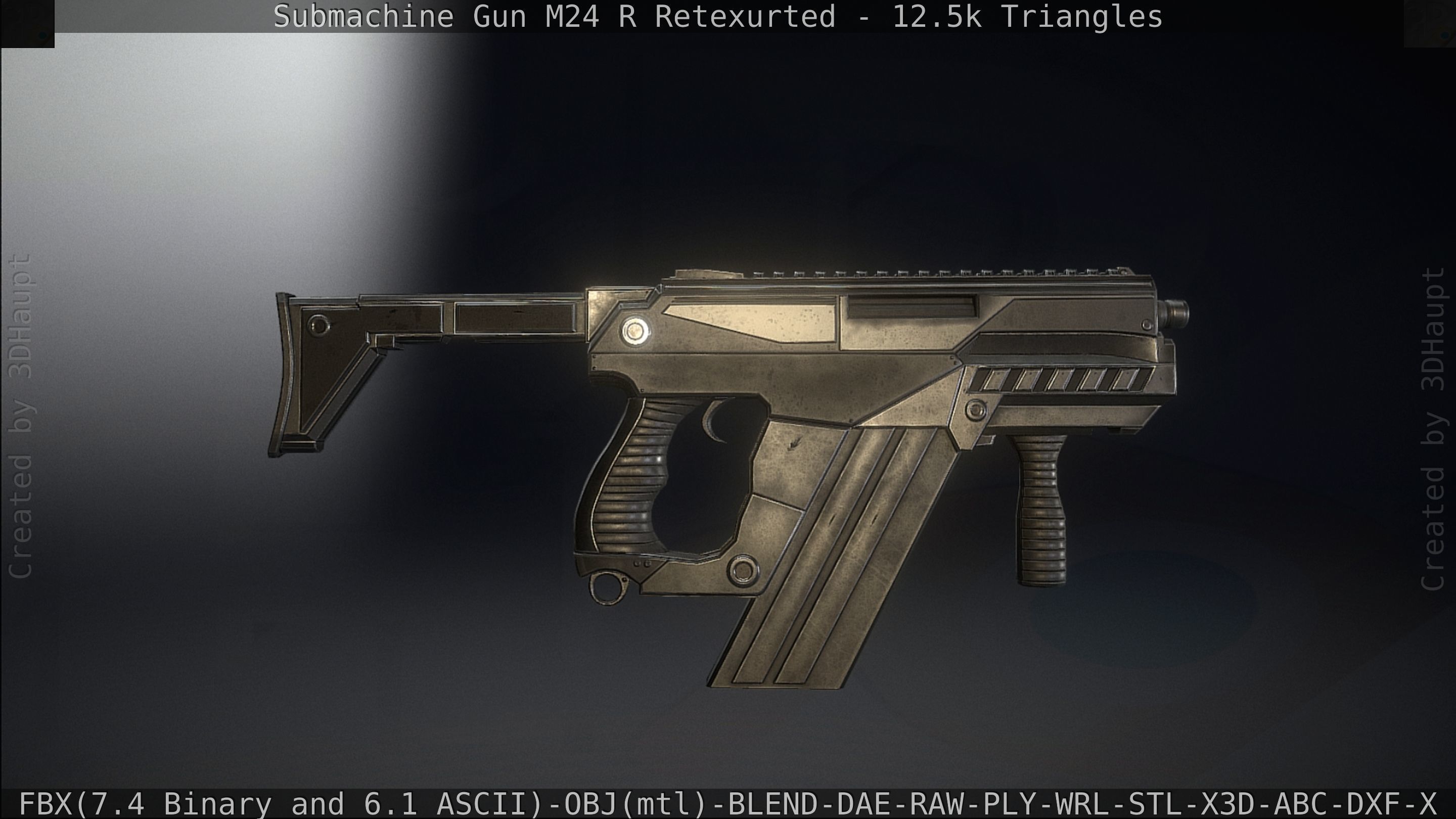 Submachine Gun M24 R Retexurted Low-poly 3D model_115