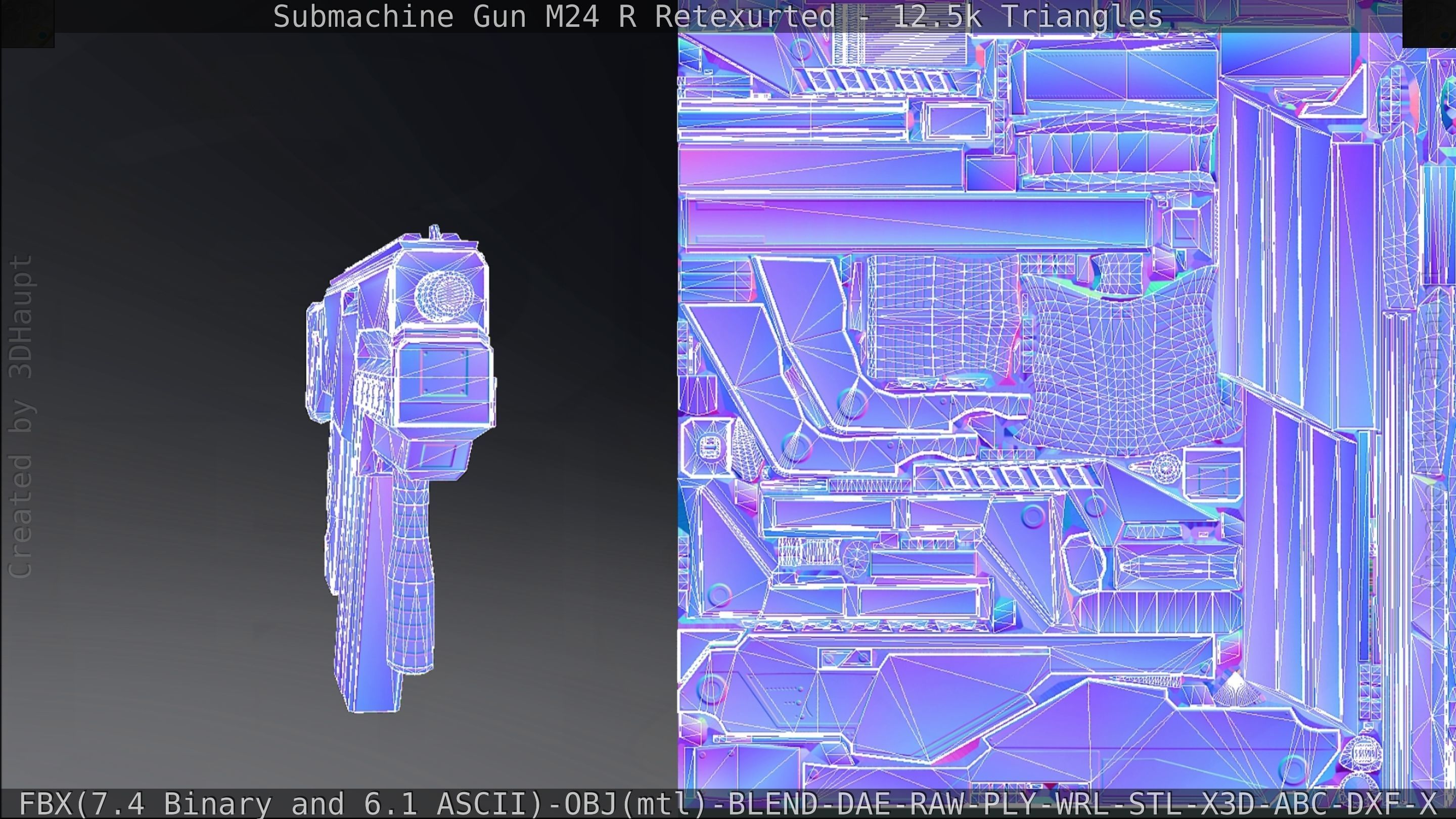 Submachine Gun M24 R Retexurted Low-poly 3D model_309