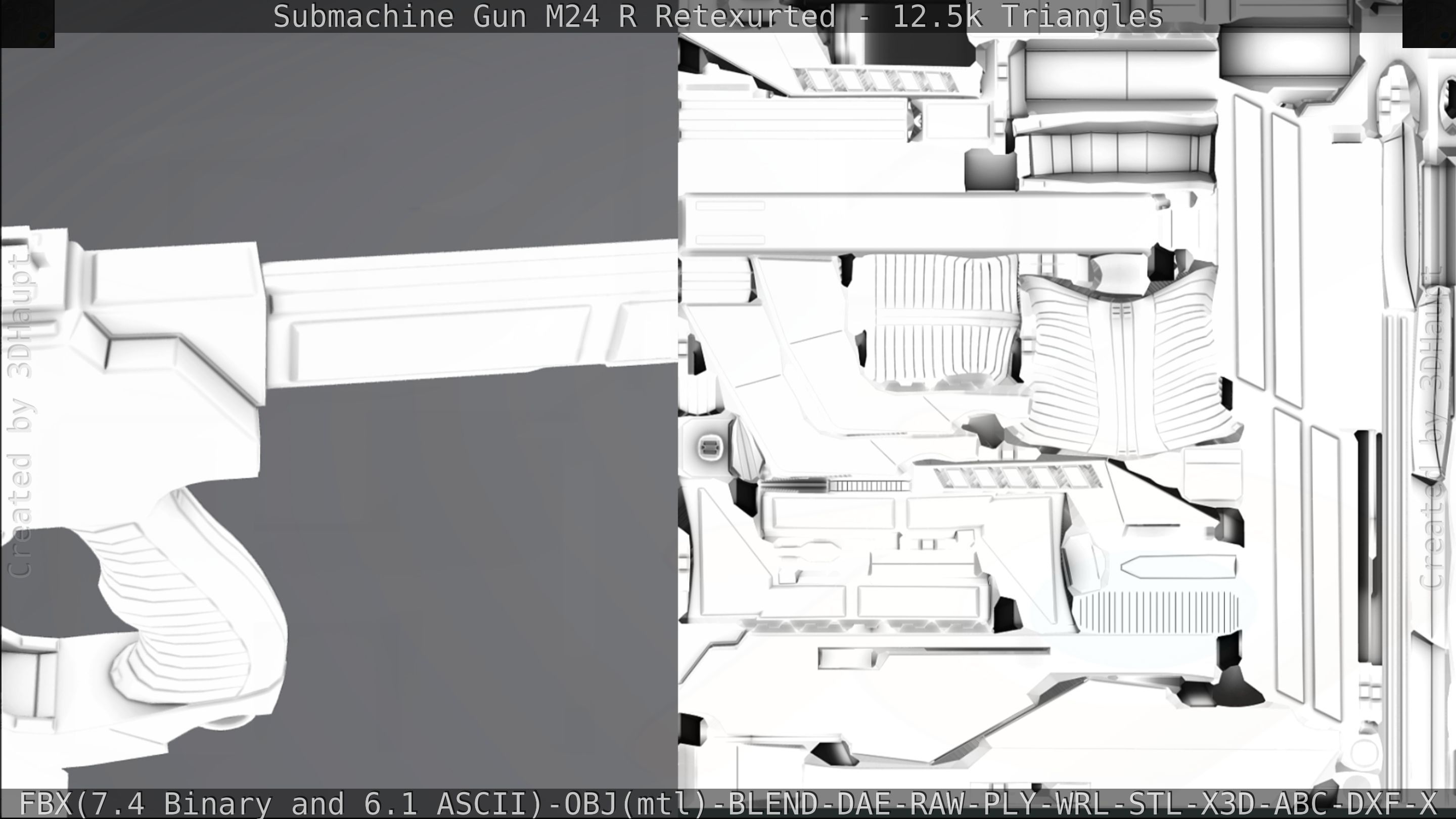 Submachine Gun M24 R Retexurted Low-poly 3D model_347