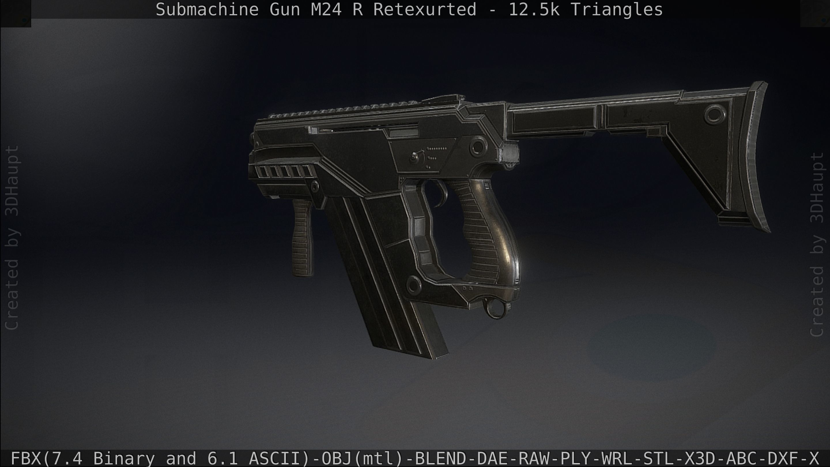 Submachine Gun M24 R Retexurted Low-poly 3D model_181