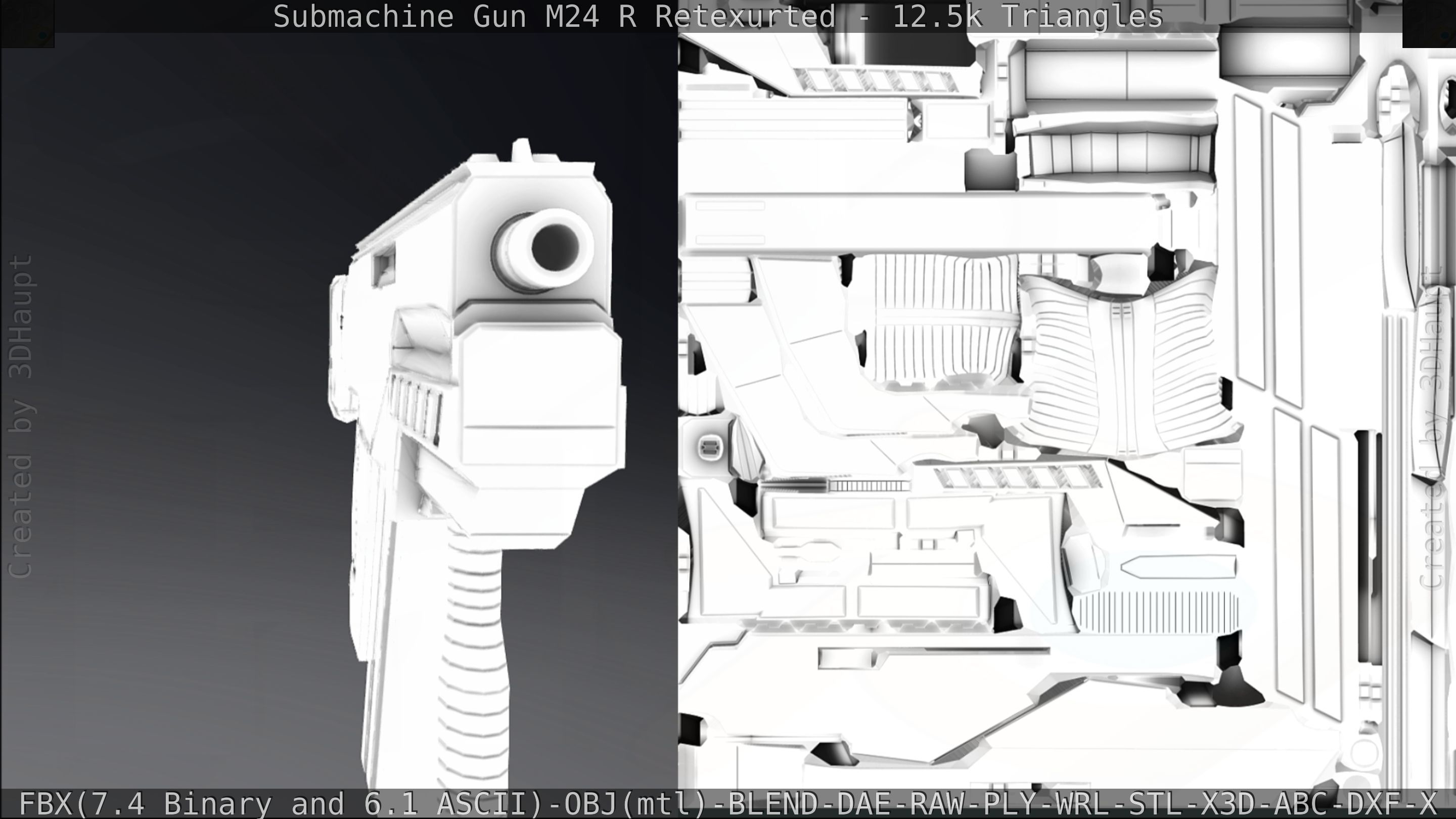 Submachine Gun M24 R Retexurted Low-poly 3D model_358