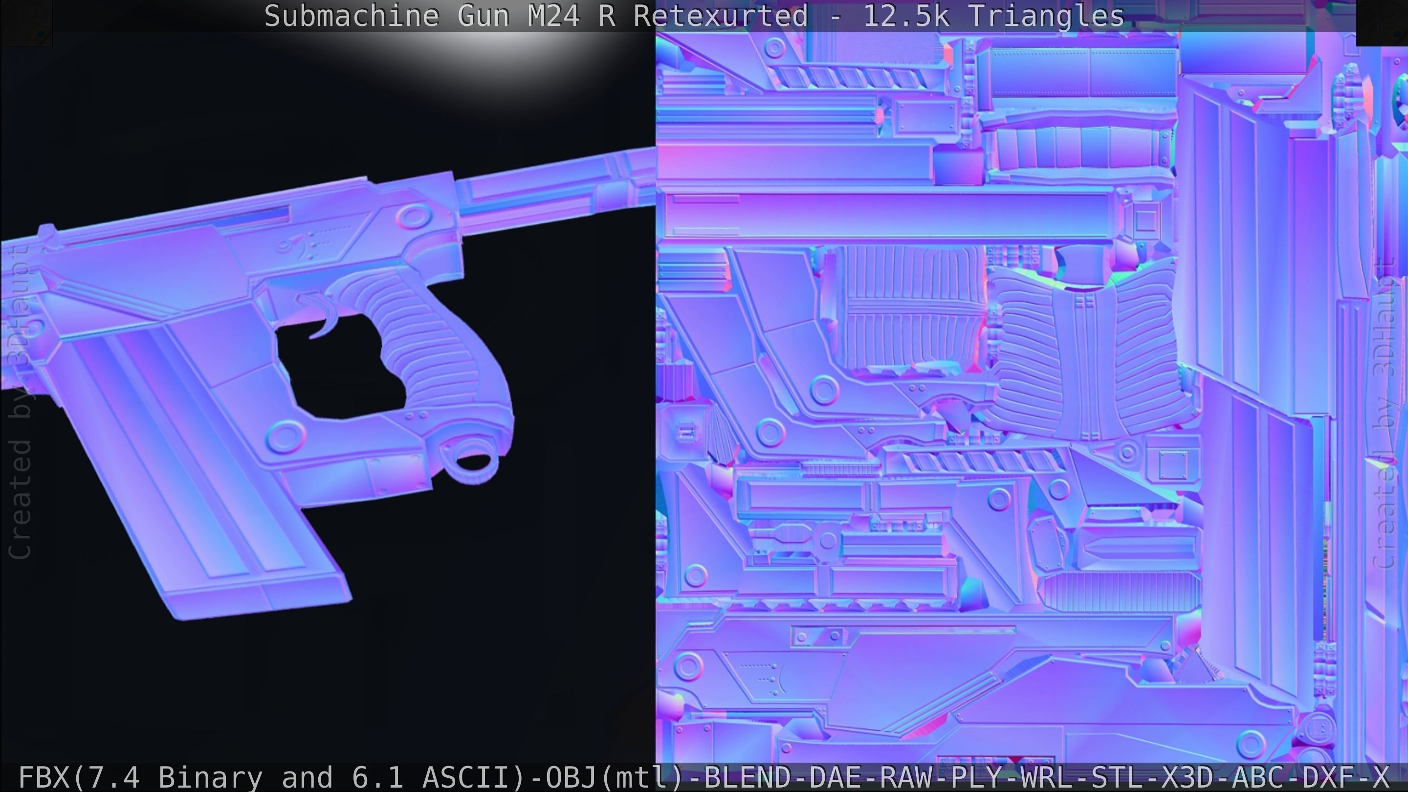 Submachine Gun M24 R Retexurted Low-poly 3D model_296
