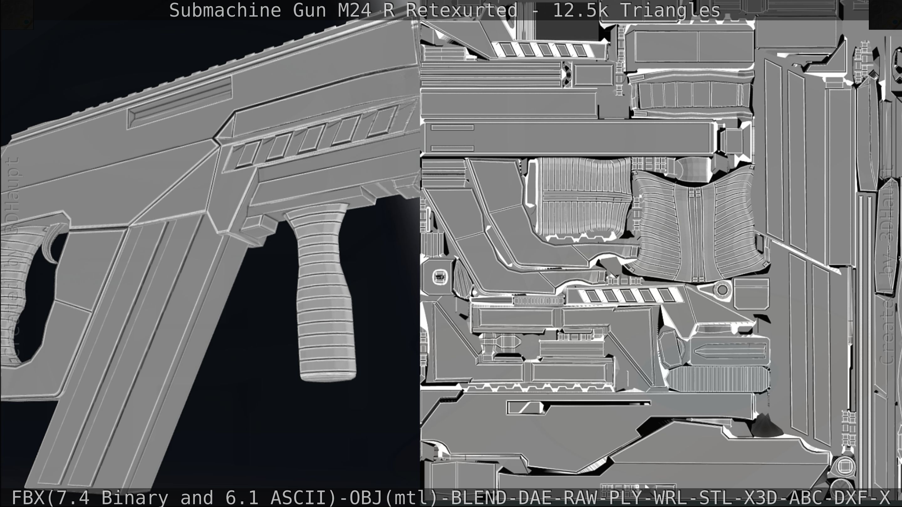 Submachine Gun M24 R Retexurted Low-poly 3D model_357