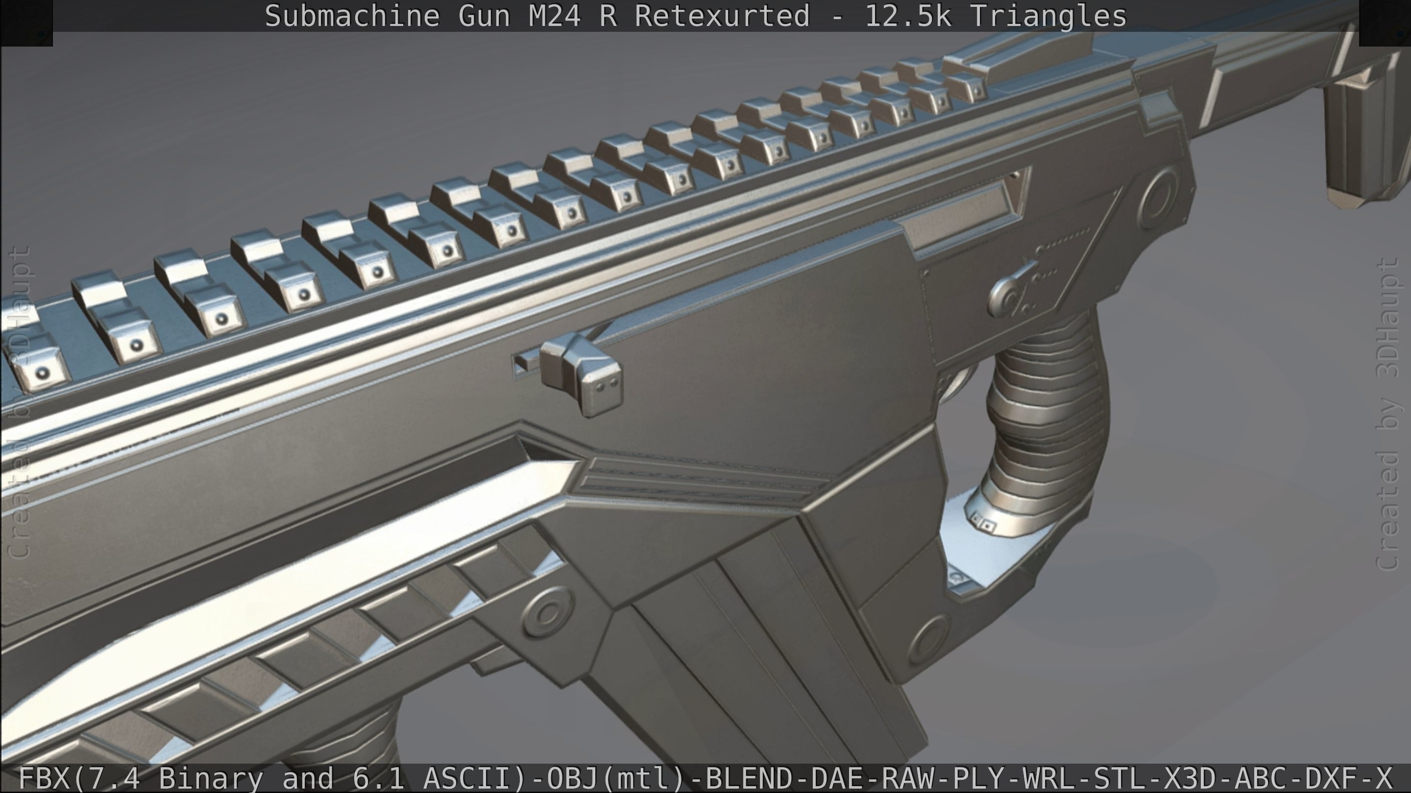 Submachine Gun M24 R Retexurted Low-poly 3D model_411