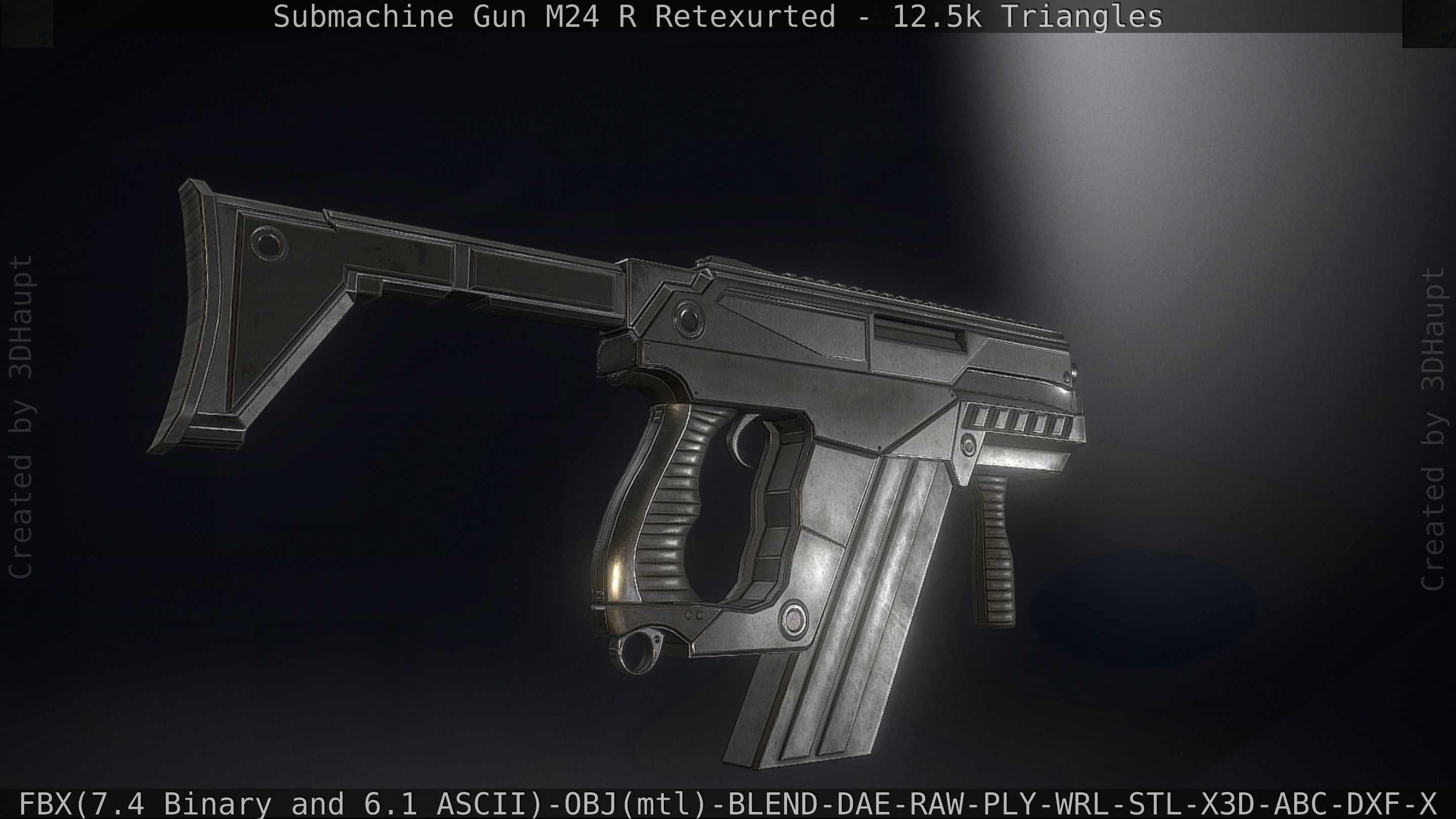 Submachine Gun M24 R Retexurted Low-poly 3D model_29