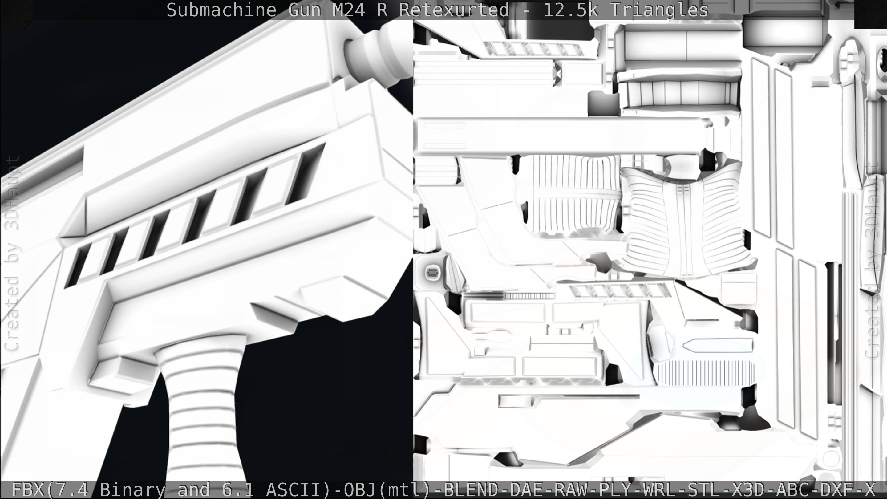 Submachine Gun M24 R Retexurted Low-poly 3D model_332