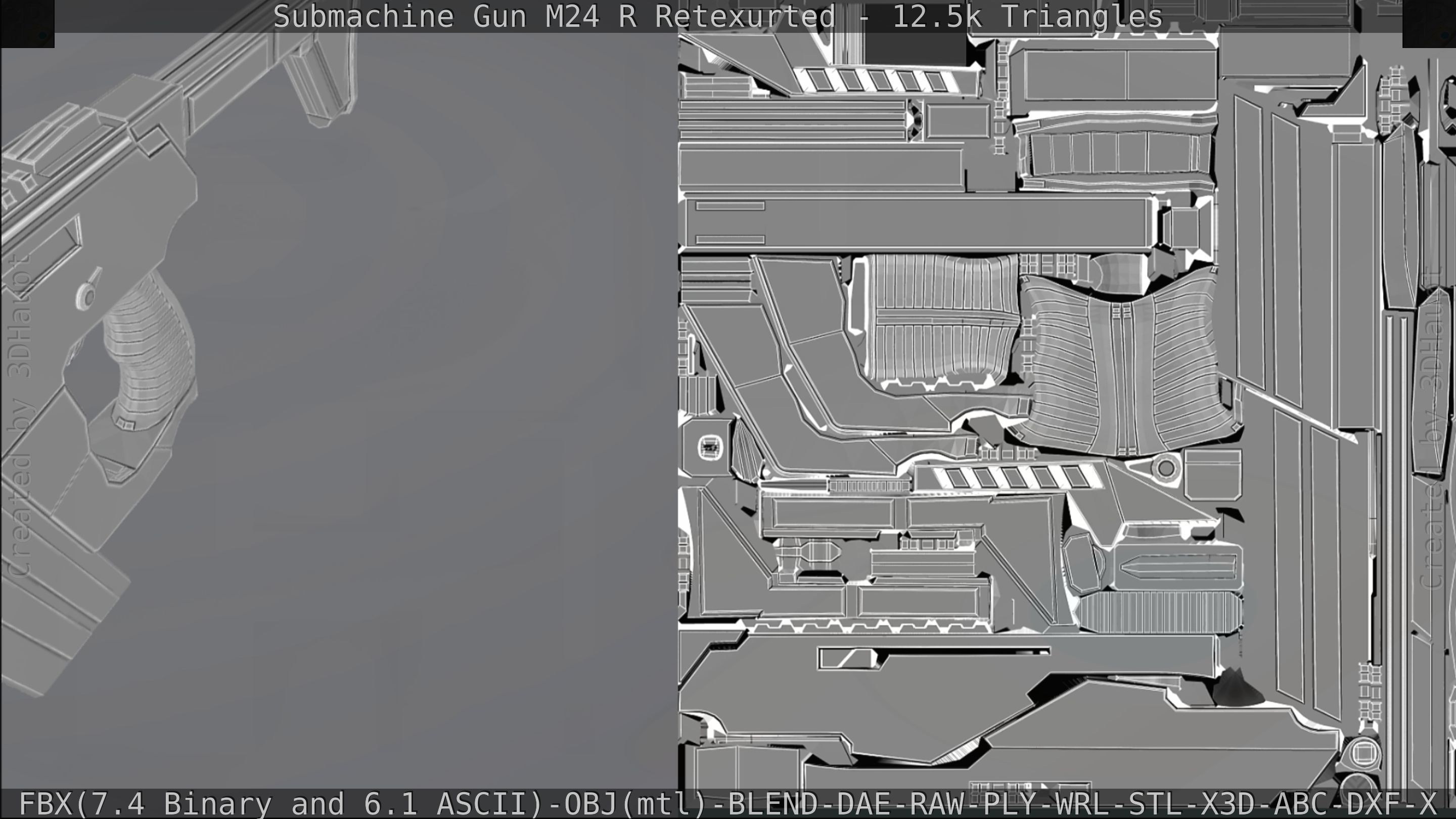 Submachine Gun M24 R Retexurted Low-poly 3D model_361