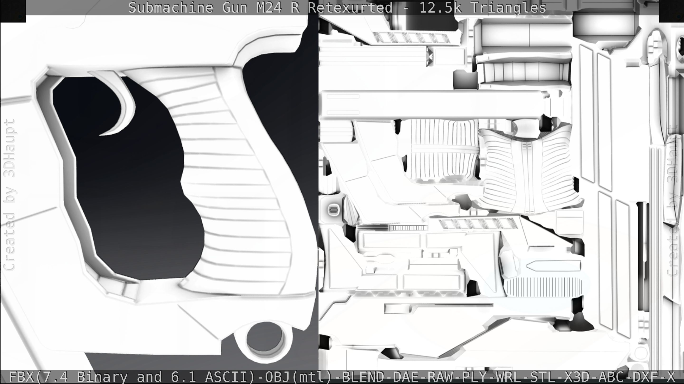 Submachine Gun M24 R Retexurted Low-poly 3D model_344