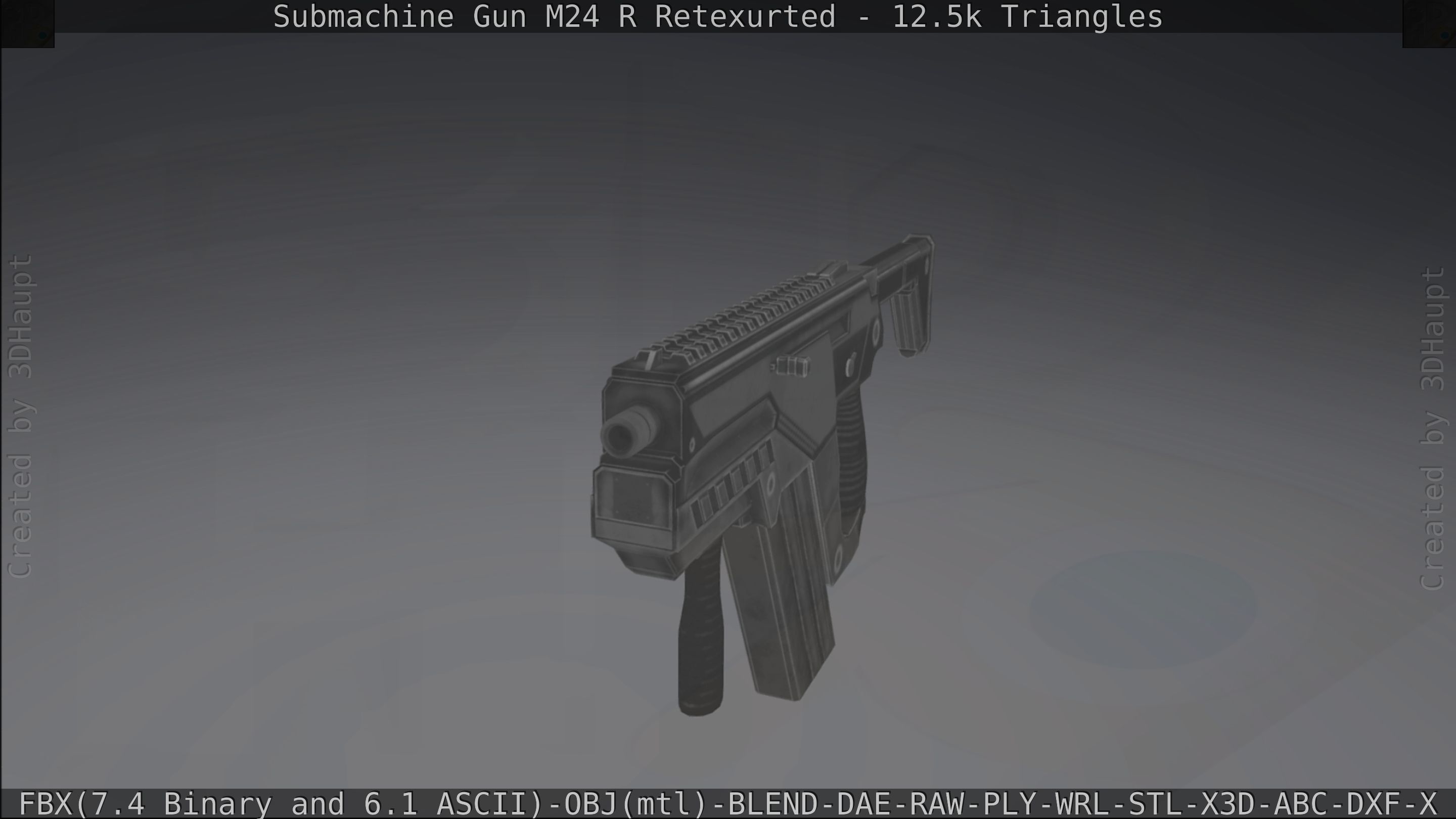 Submachine Gun M24 R Retexurted Low-poly 3D model_437