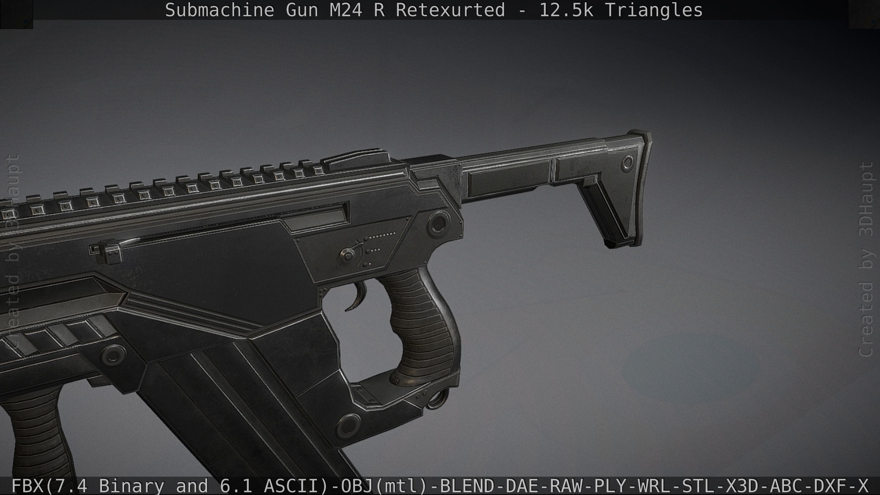 Submachine Gun M24 R Retexurted Low-poly 3D model_35