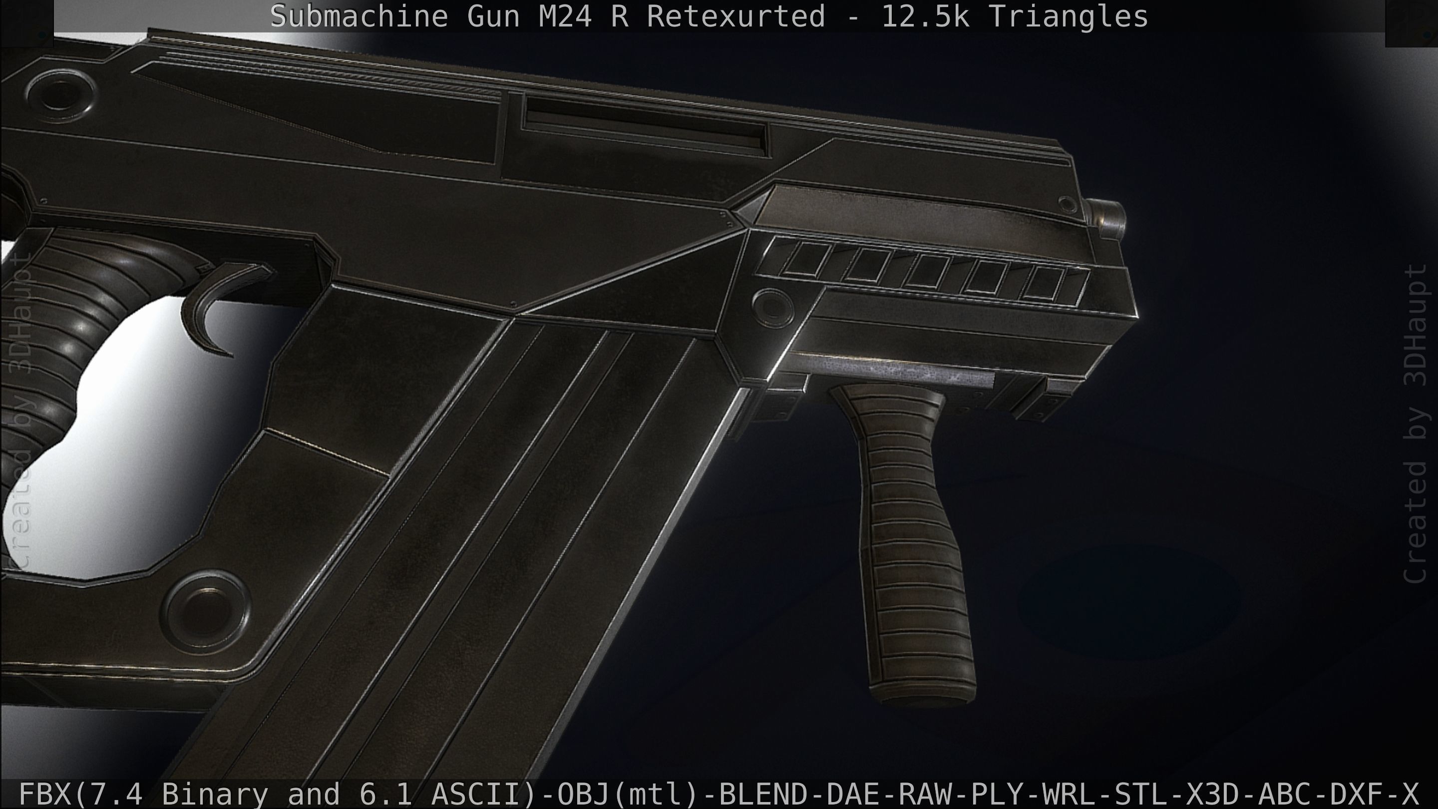 Submachine Gun M24 R Retexurted Low-poly 3D model_154