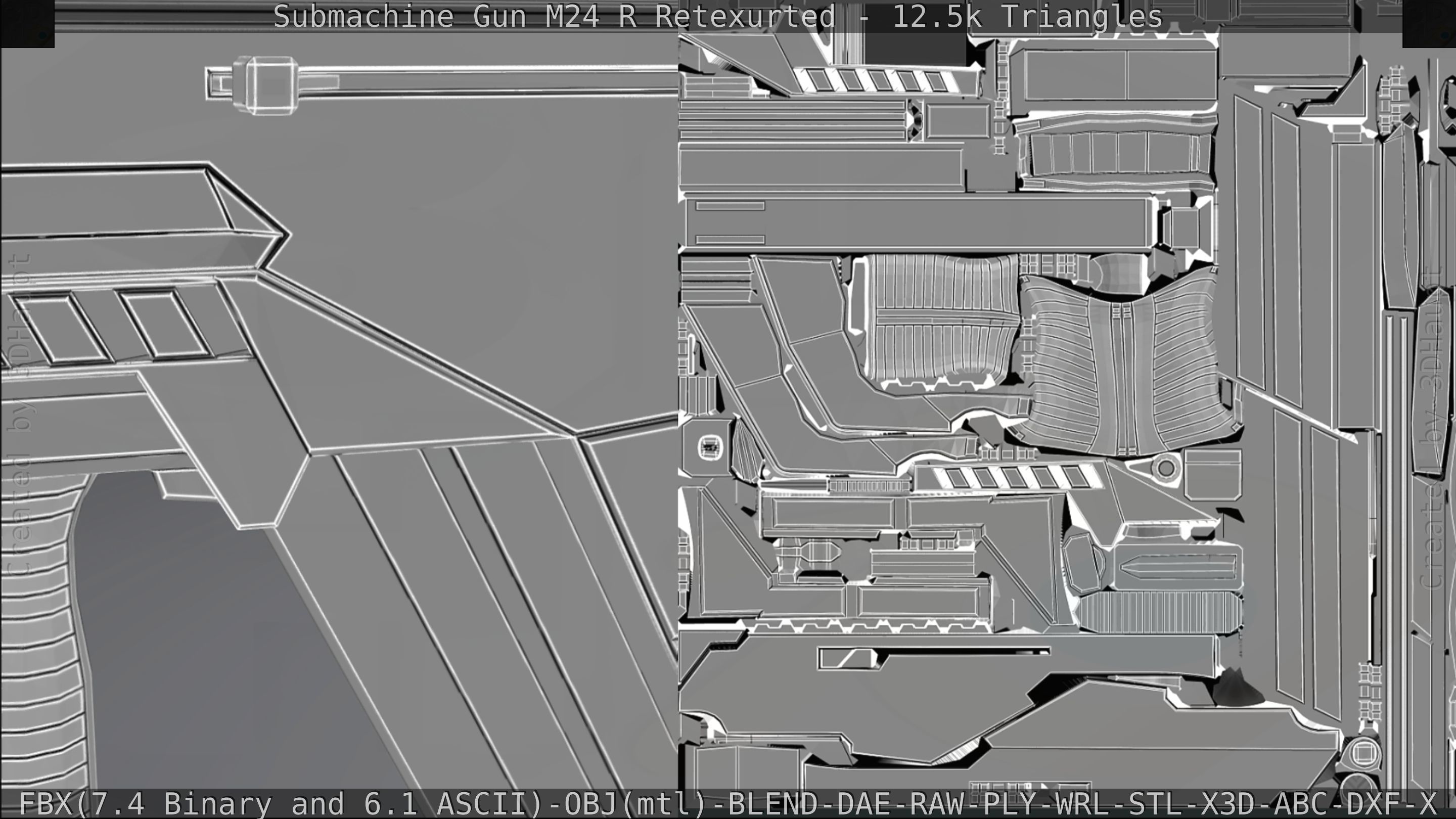 Submachine Gun M24 R Retexurted Low-poly 3D model_373