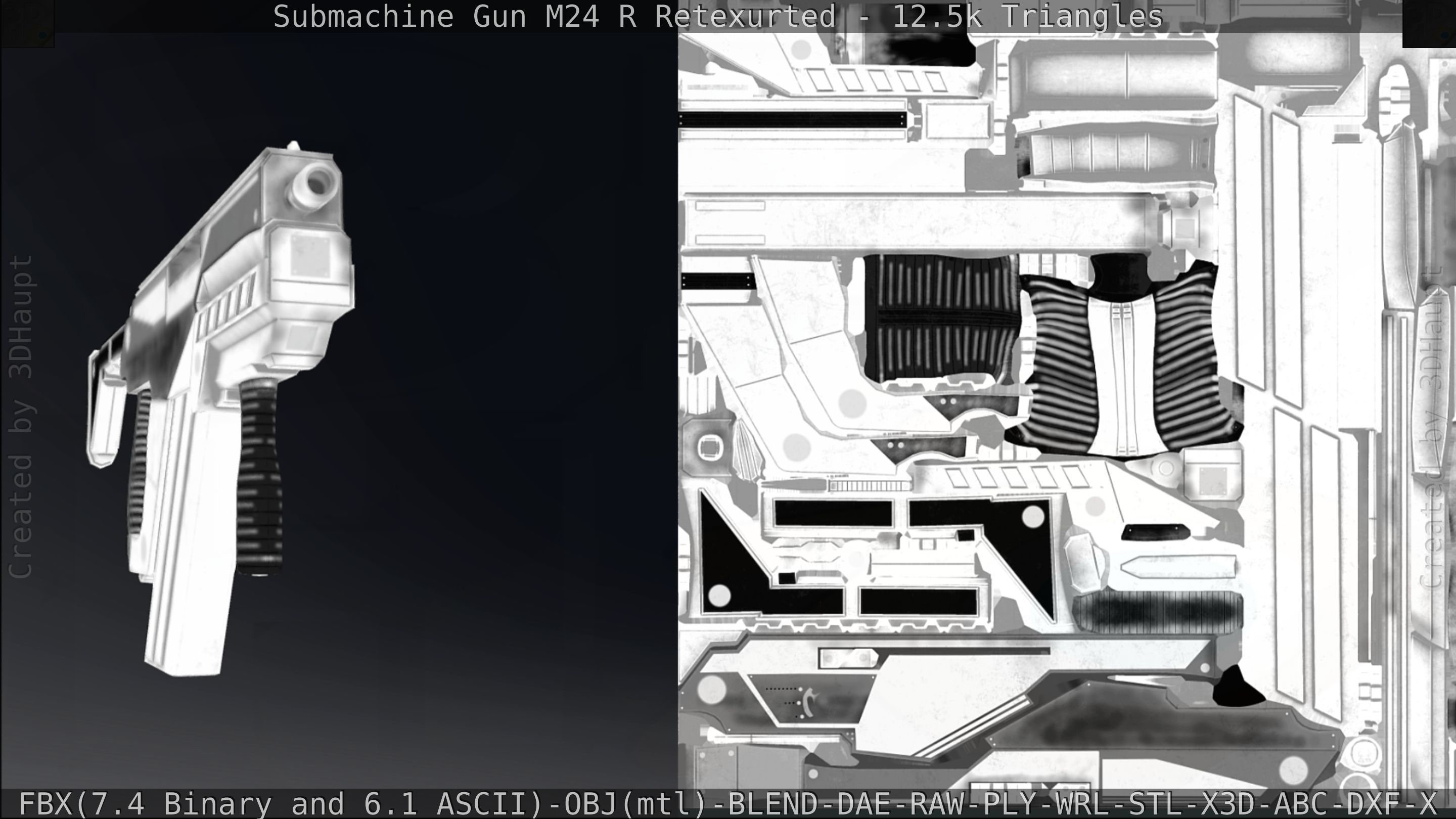 Submachine Gun M24 R Retexurted Low-poly 3D model_274