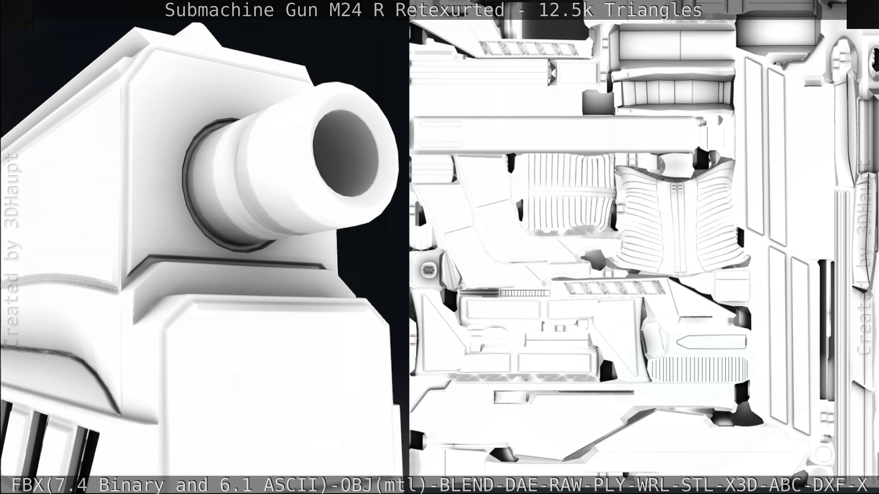 Submachine Gun M24 R Retexurted Low-poly 3D model_329