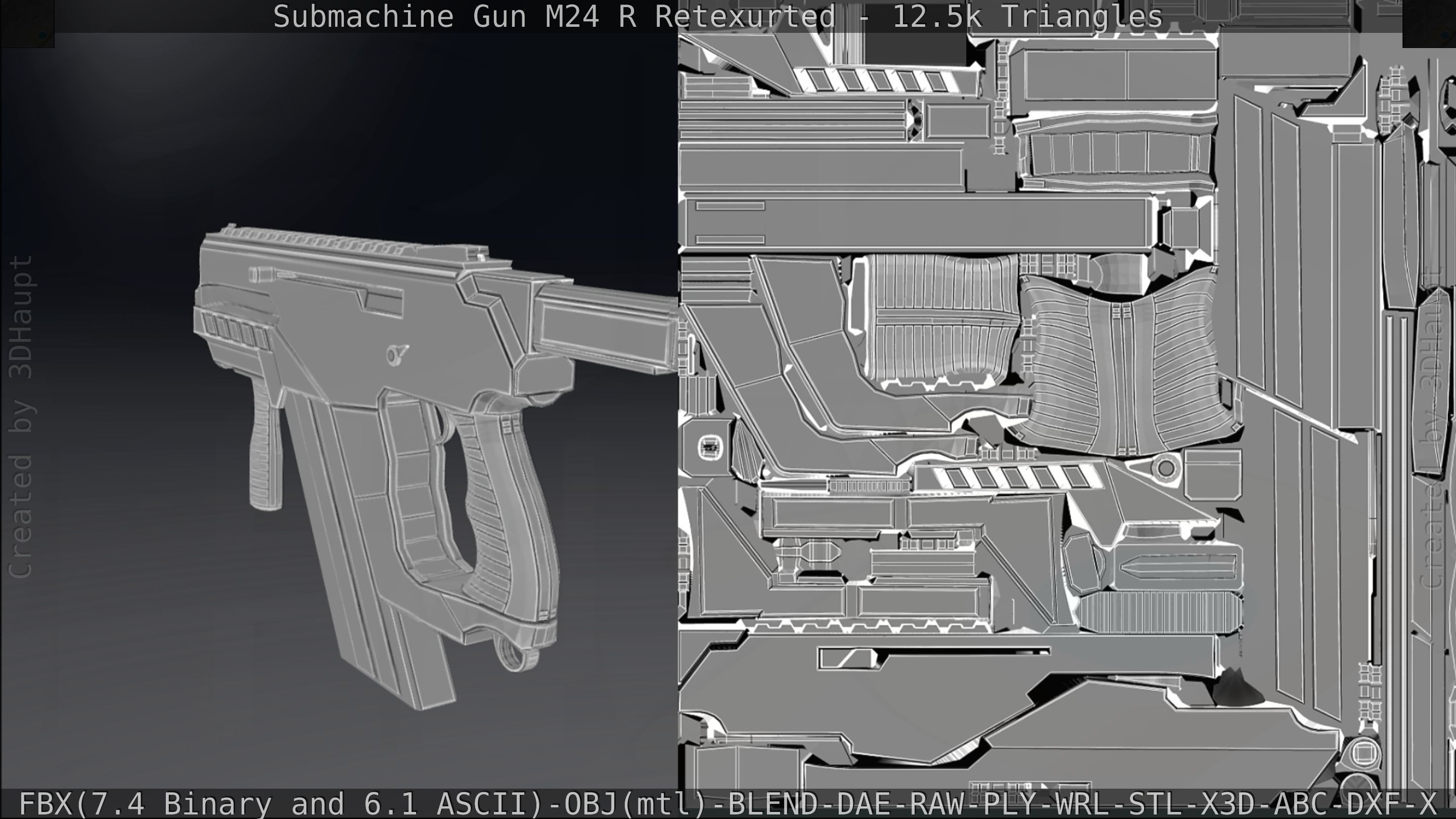 Submachine Gun M24 R Retexurted Low-poly 3D model_356
