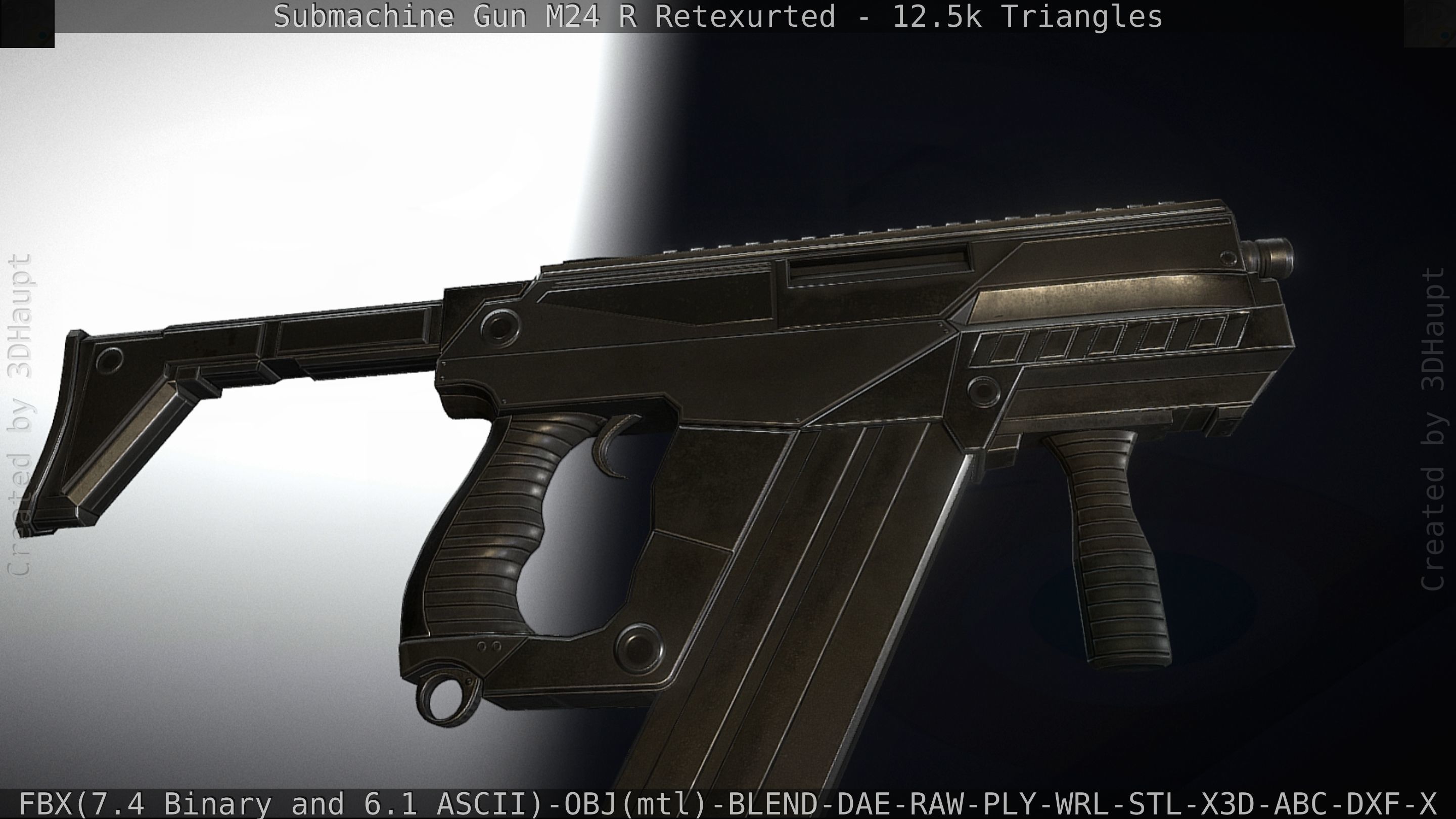 Submachine Gun M24 R Retexurted Low-poly 3D model_429