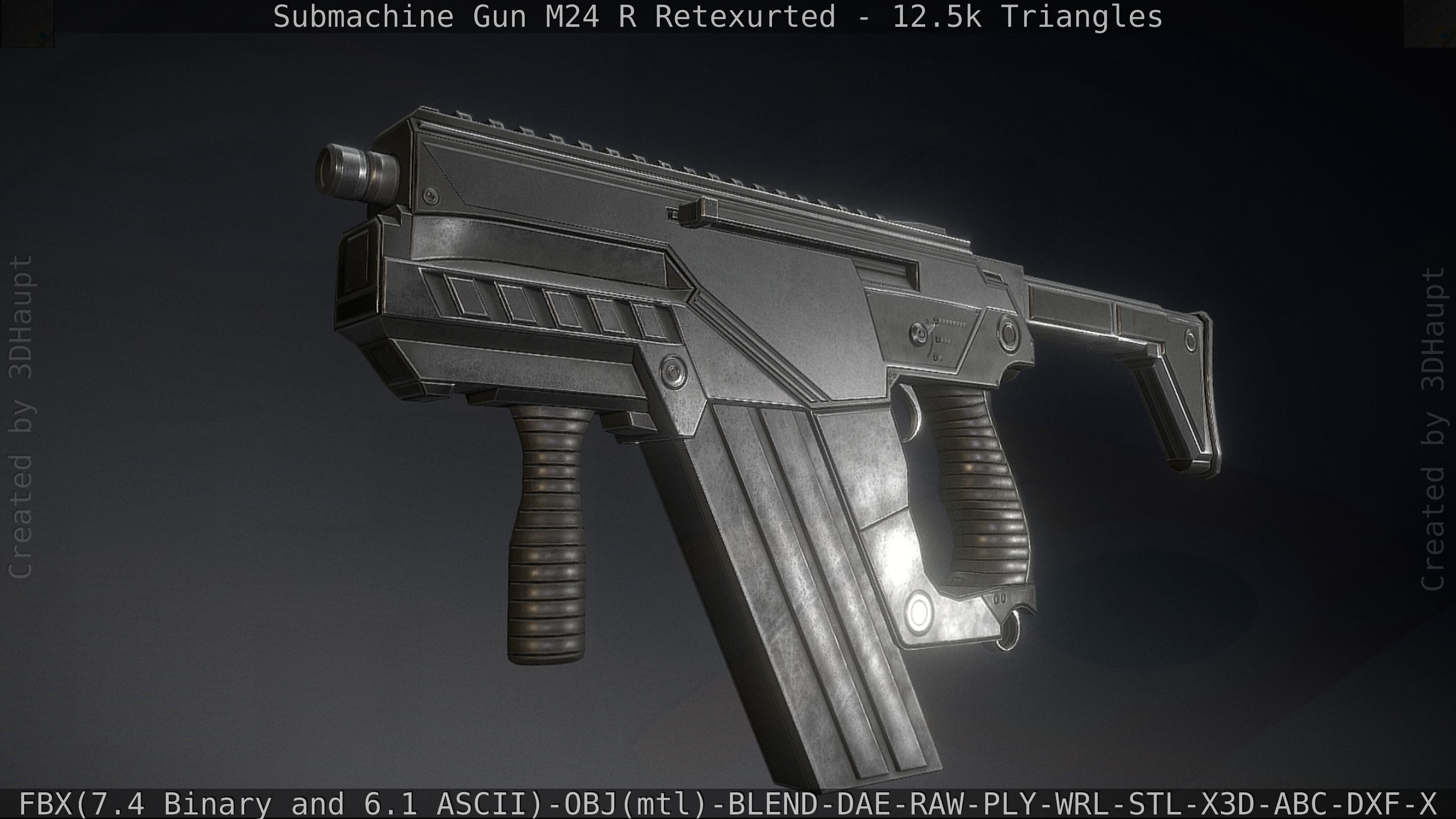 Submachine Gun M24 R Retexurted Low-poly 3D model_14