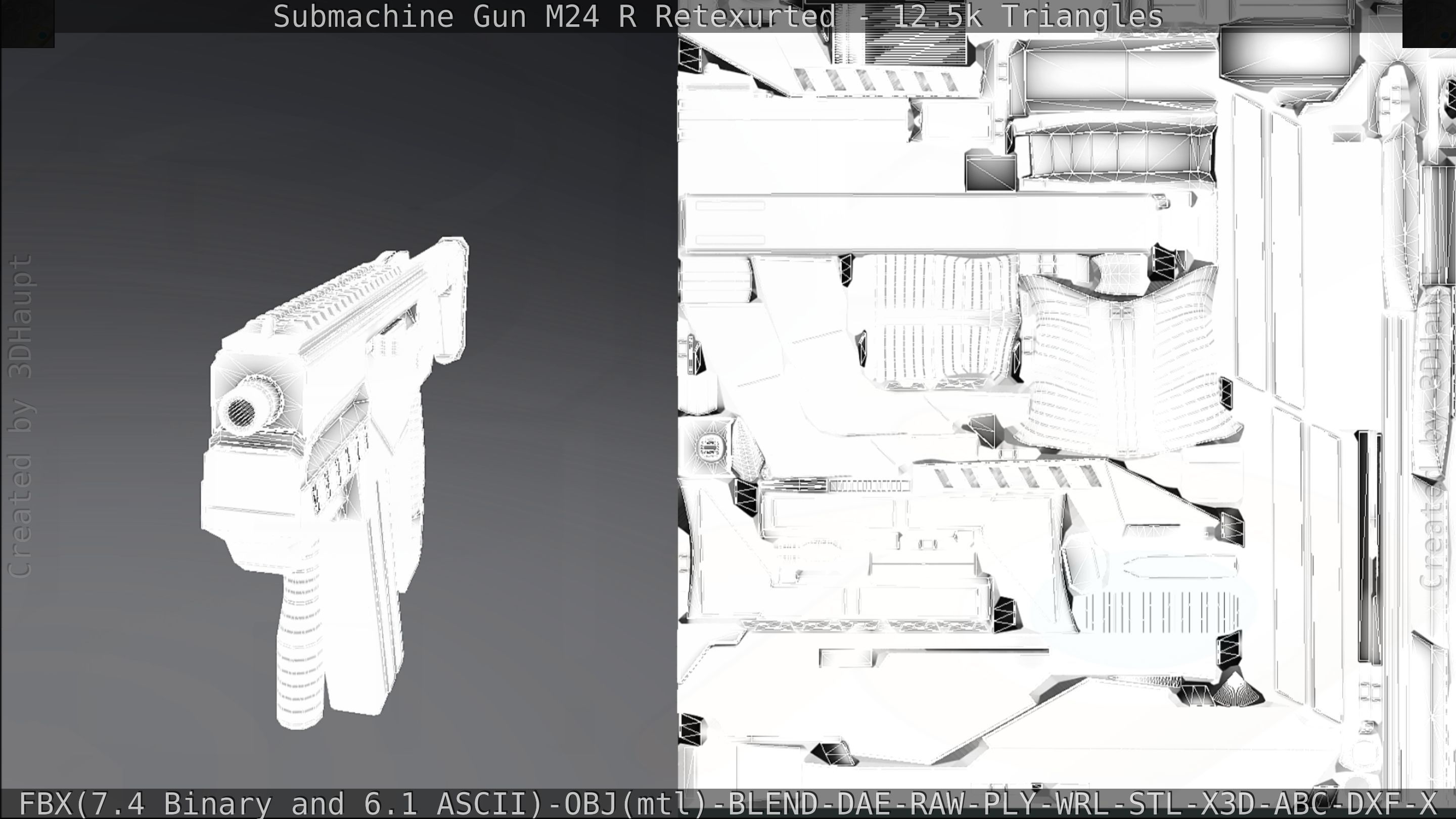 Submachine Gun M24 R Retexurted Low-poly 3D model_315