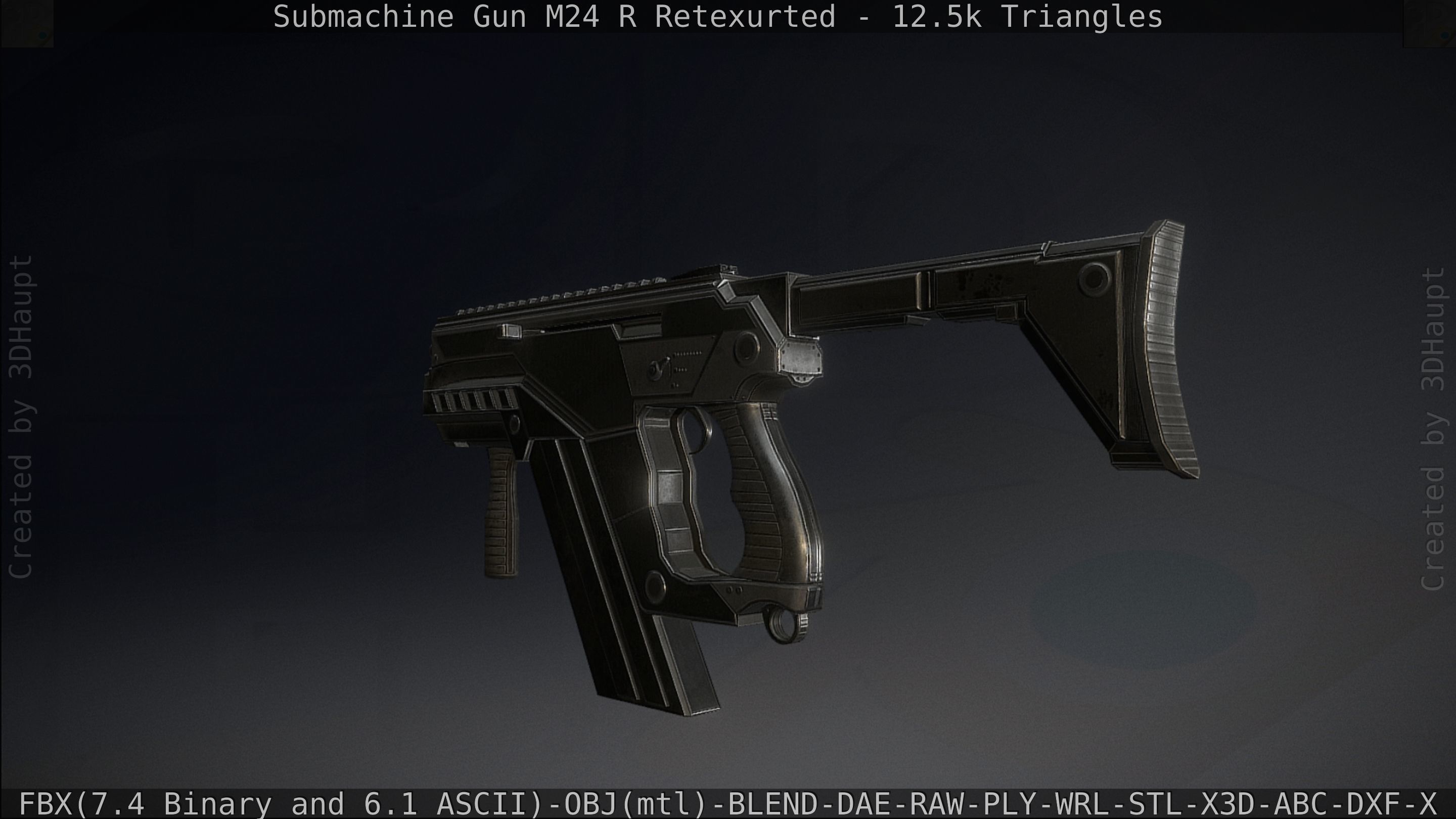 Submachine Gun M24 R Retexurted Low-poly 3D model_125