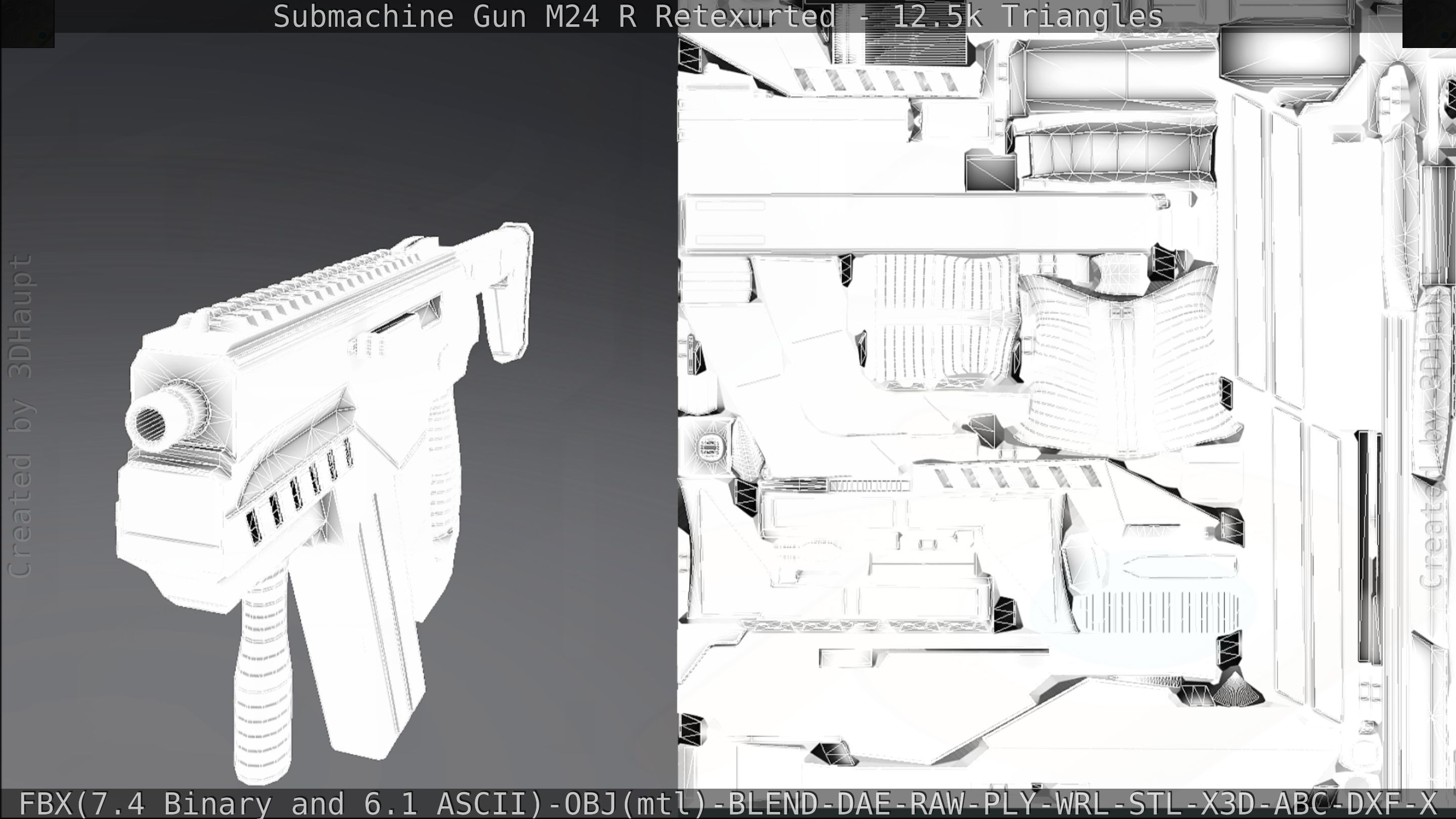 Submachine Gun M24 R Retexurted Low-poly 3D model_349
