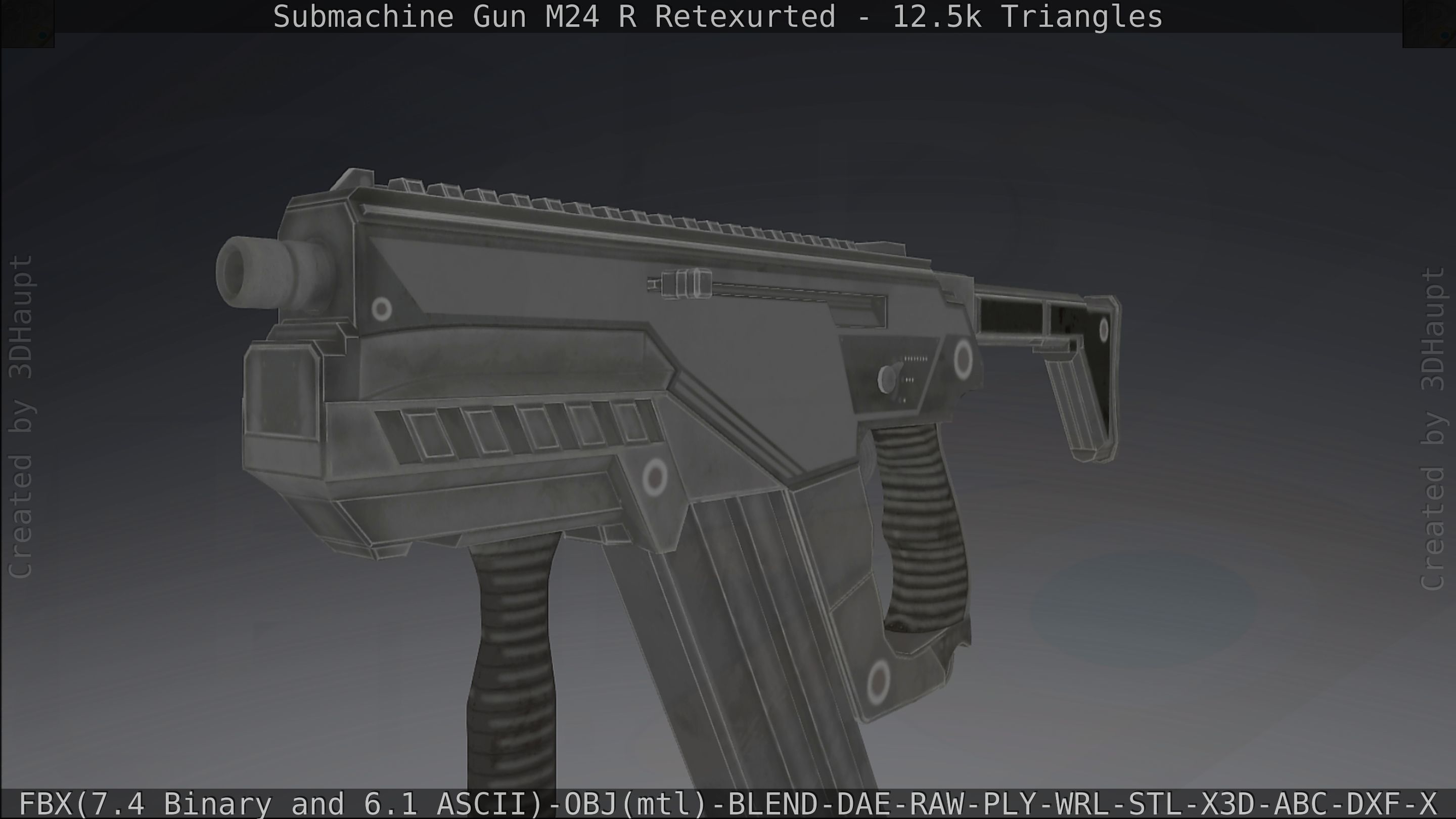 Submachine Gun M24 R Retexurted Low-poly 3D model_269
