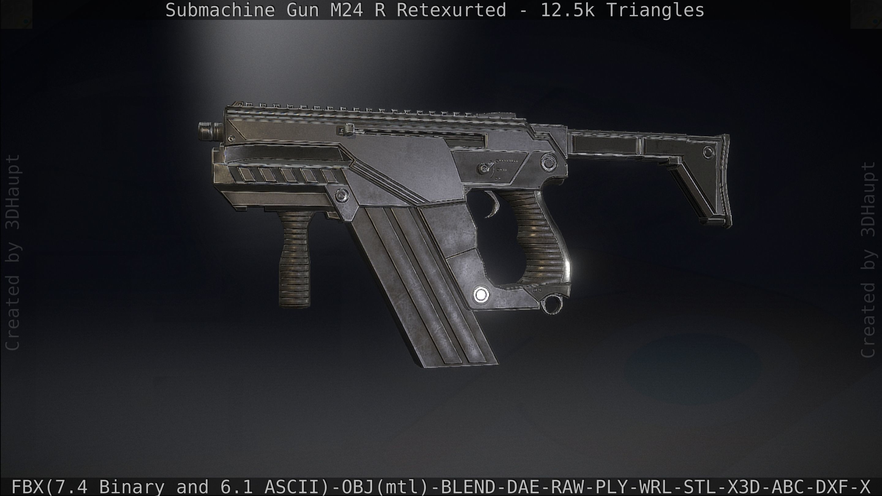 Submachine Gun M24 R Retexurted Low-poly 3D model_173