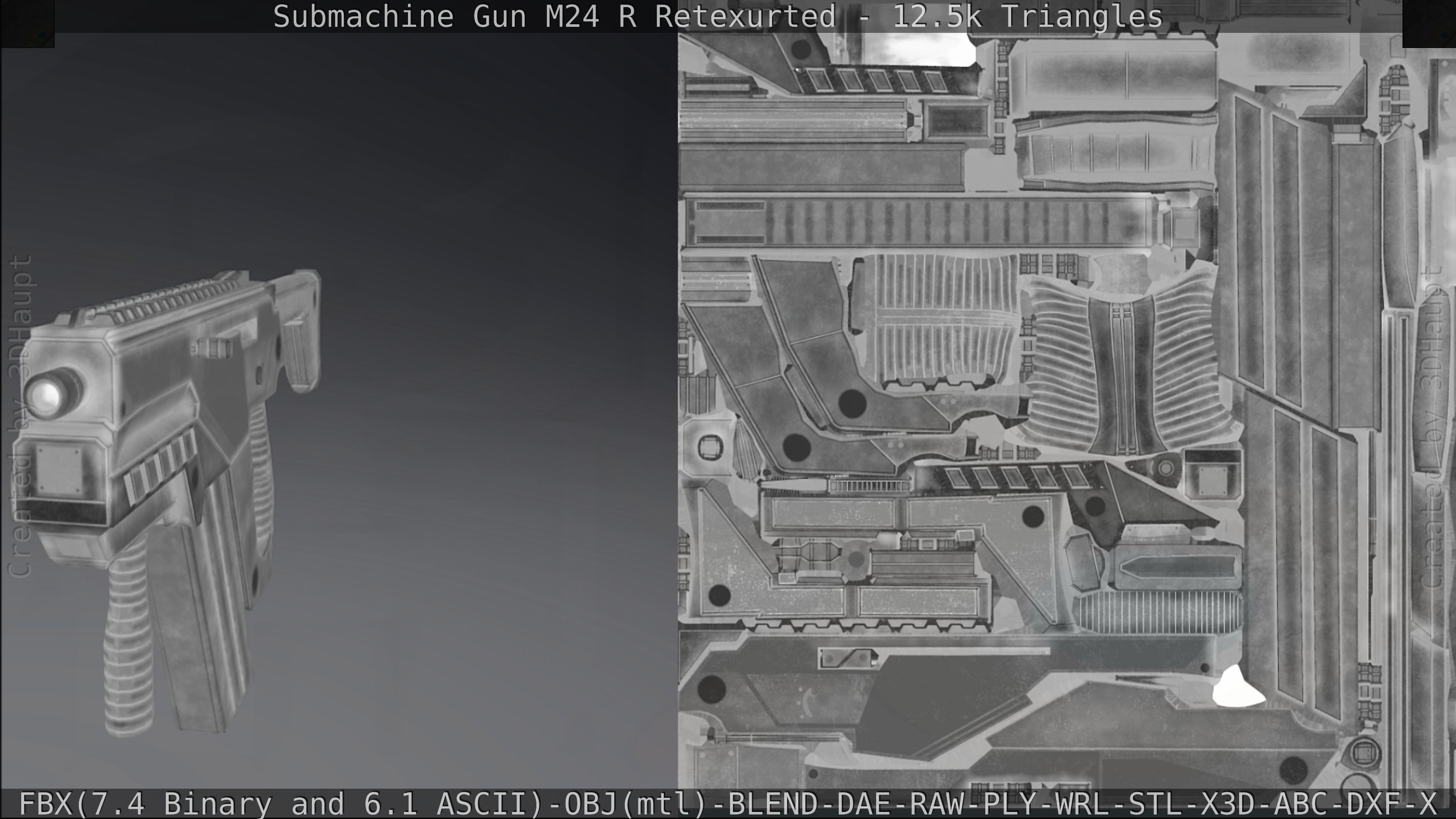 Submachine Gun M24 R Retexurted Low-poly 3D model_281