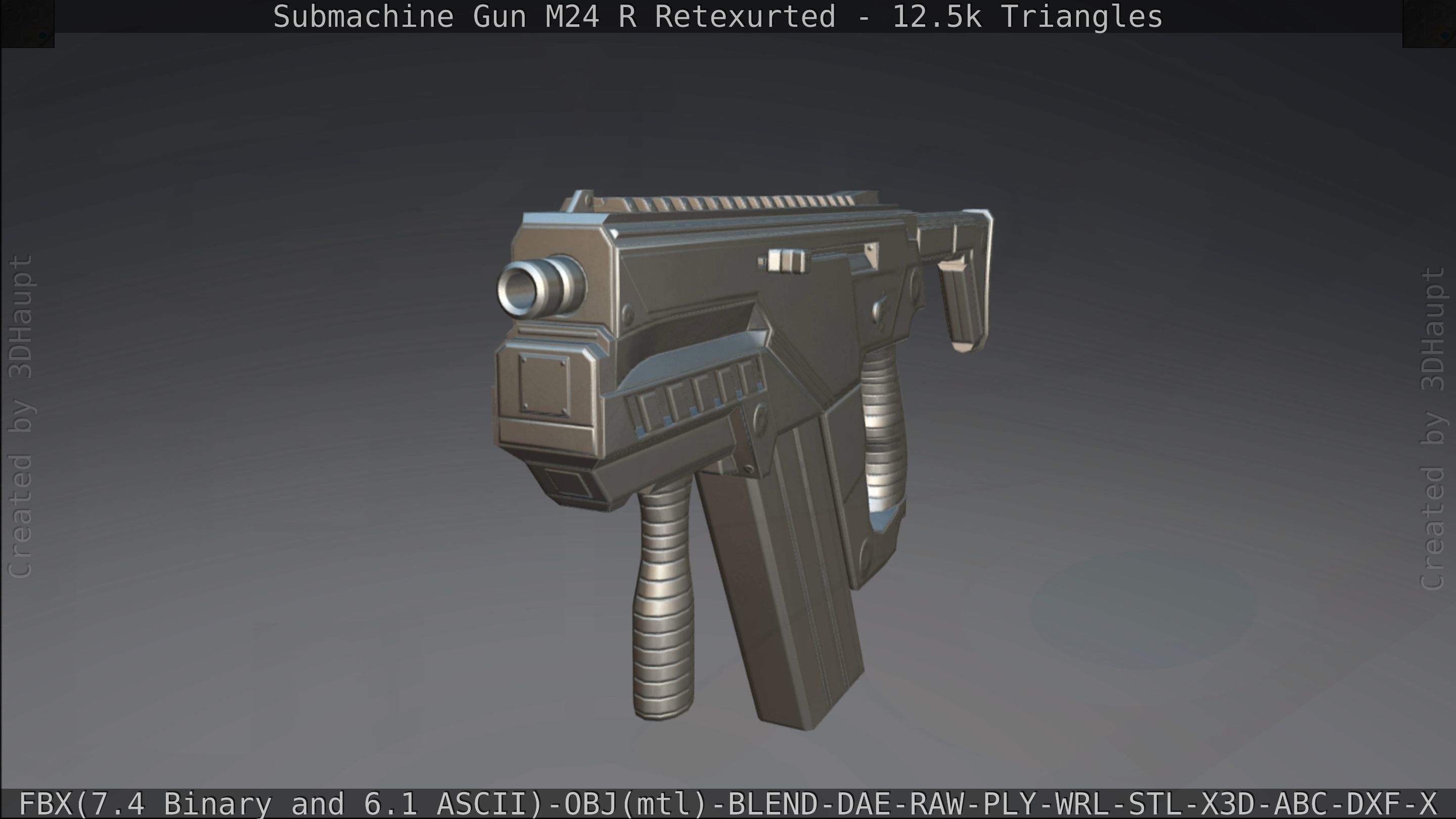 Submachine Gun M24 R Retexurted Low-poly 3D model_404
