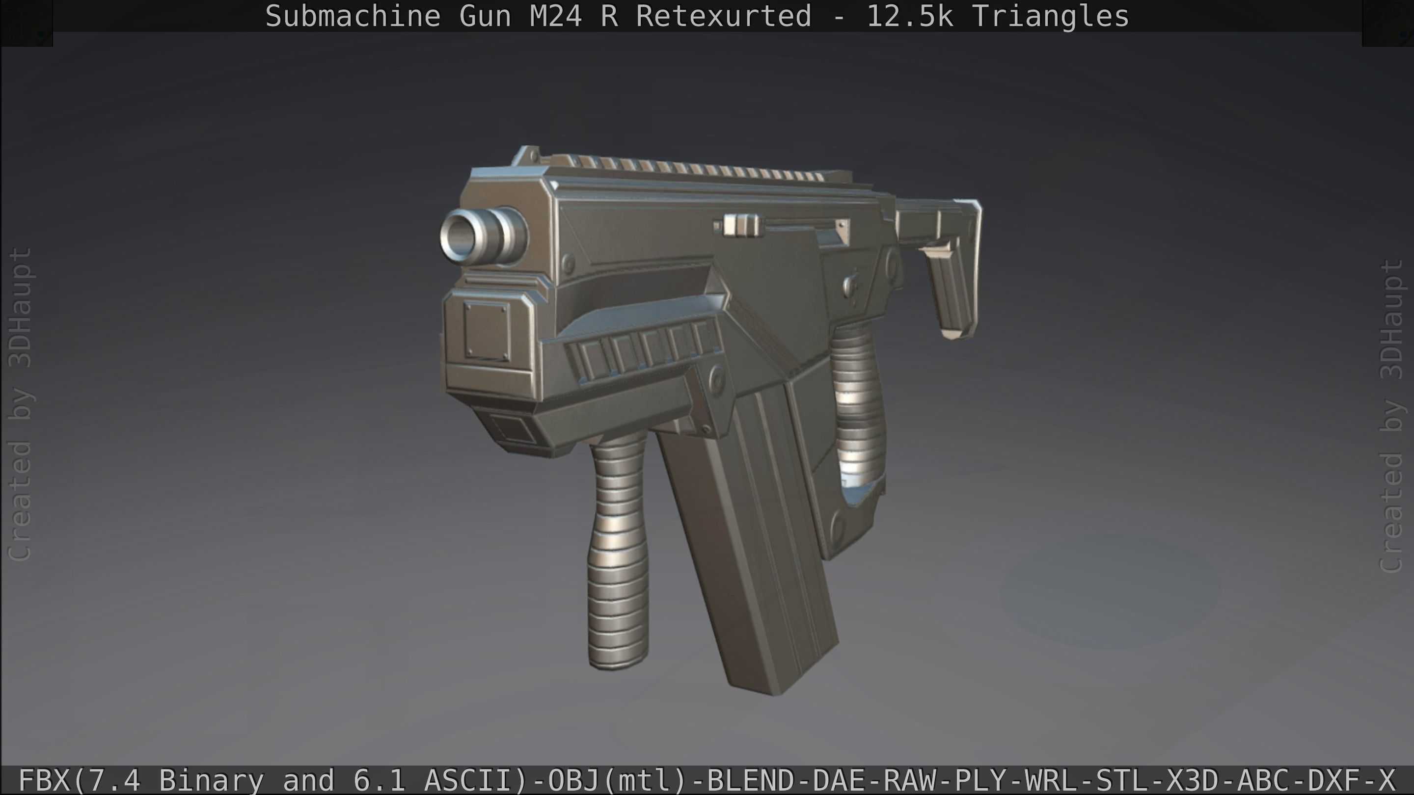 Submachine Gun M24 R Retexurted Low-poly 3D model_405