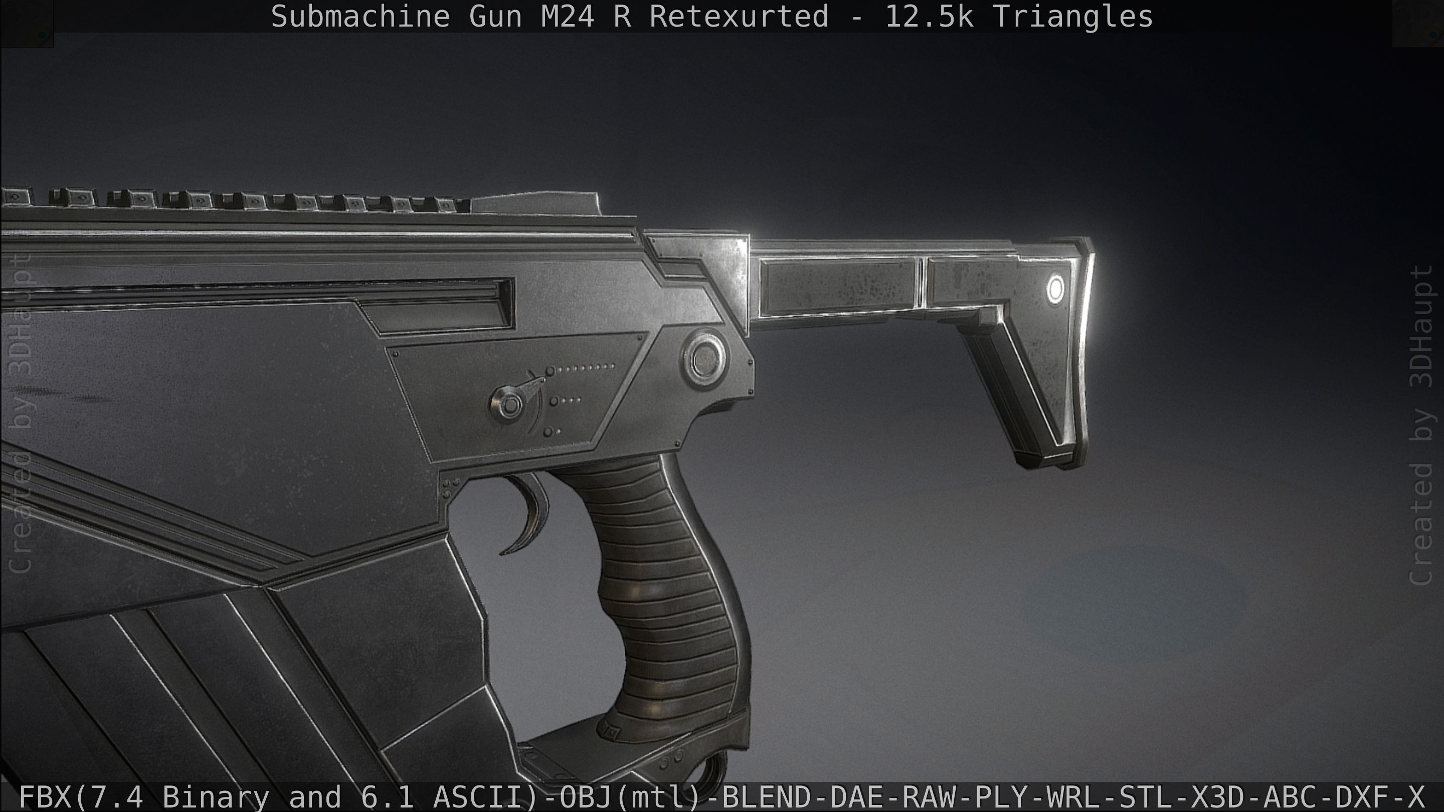 Submachine Gun M24 R Retexurted Low-poly 3D model_180