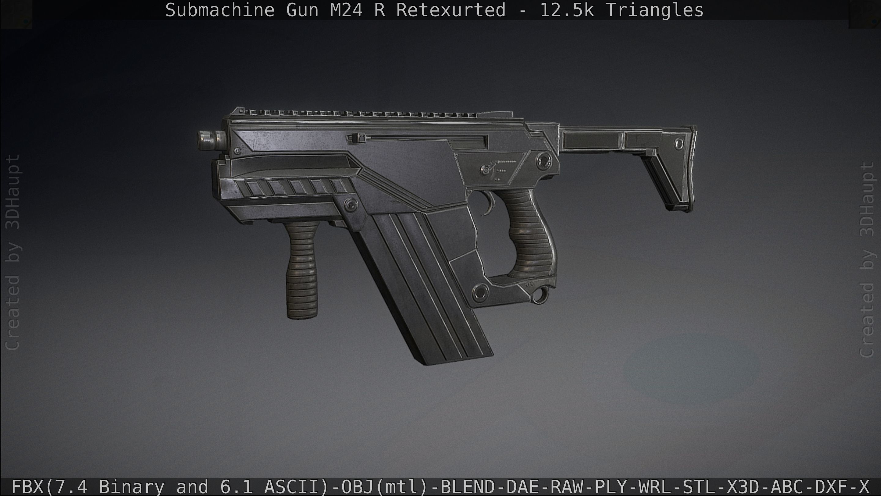 Submachine Gun M24 R Retexurted Low-poly 3D model_179