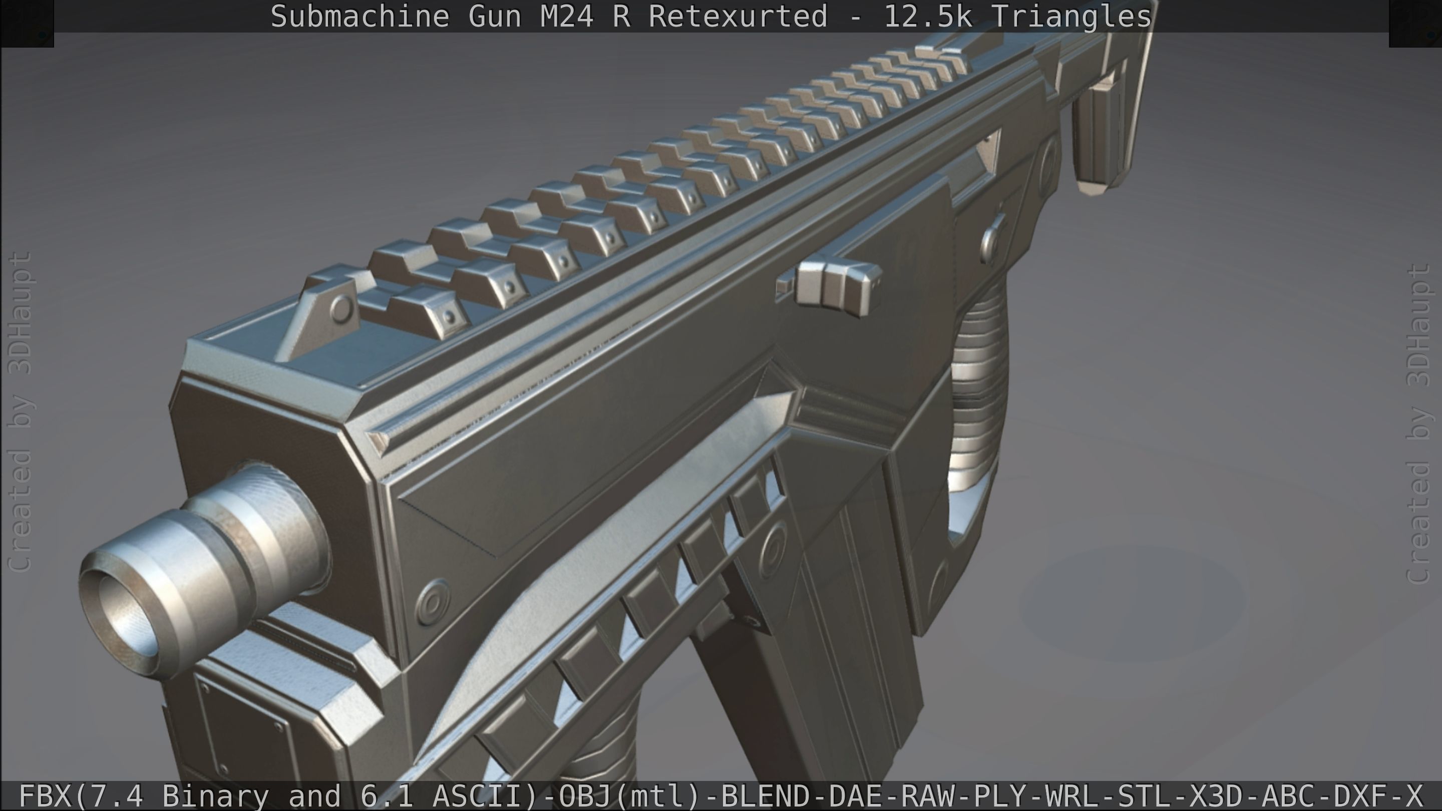 Submachine Gun M24 R Retexurted Low-poly 3D model_408