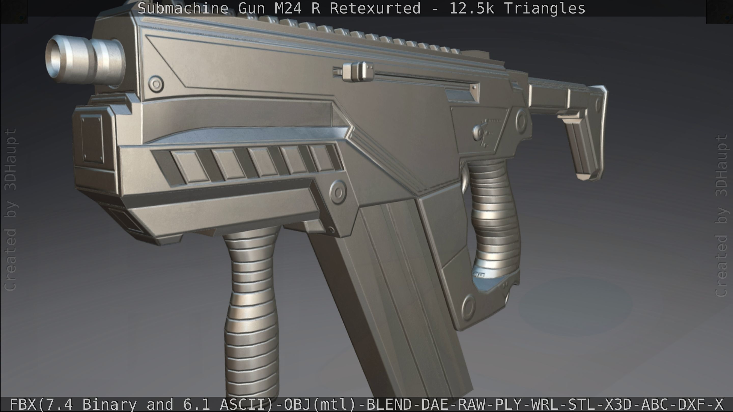 Submachine Gun M24 R Retexurted Low-poly 3D model_406